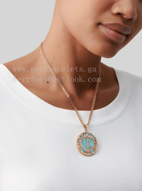 Van Cleef Arpels Zodiaque Long Necklace Scorpii (Scorpio) Rose Gold Turquoise