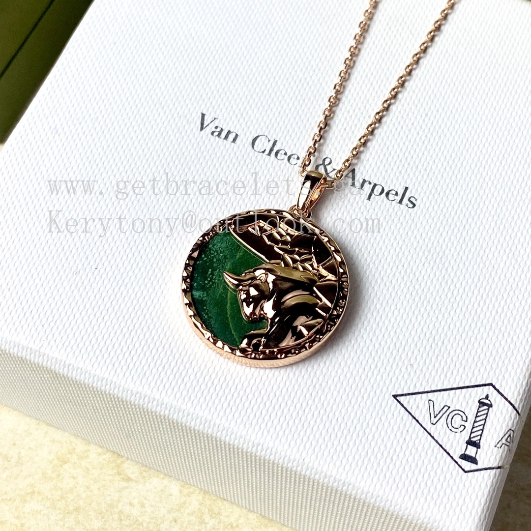 Van Cleef Arpels Zodiaque Long Necklace Tauri (Taurus) Rose Gold Aventurine