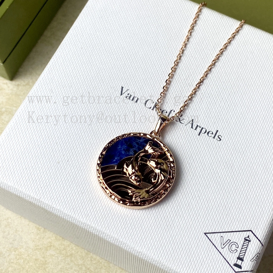 Van Cleef Arpels Zodiaque long necklace Piscium (Pisces) Rose Gold Sodalite