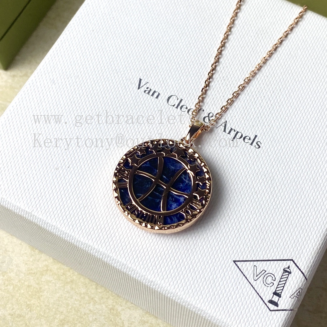 Van Cleef Arpels Zodiaque long necklace Piscium (Pisces) Rose Gold Sodalite