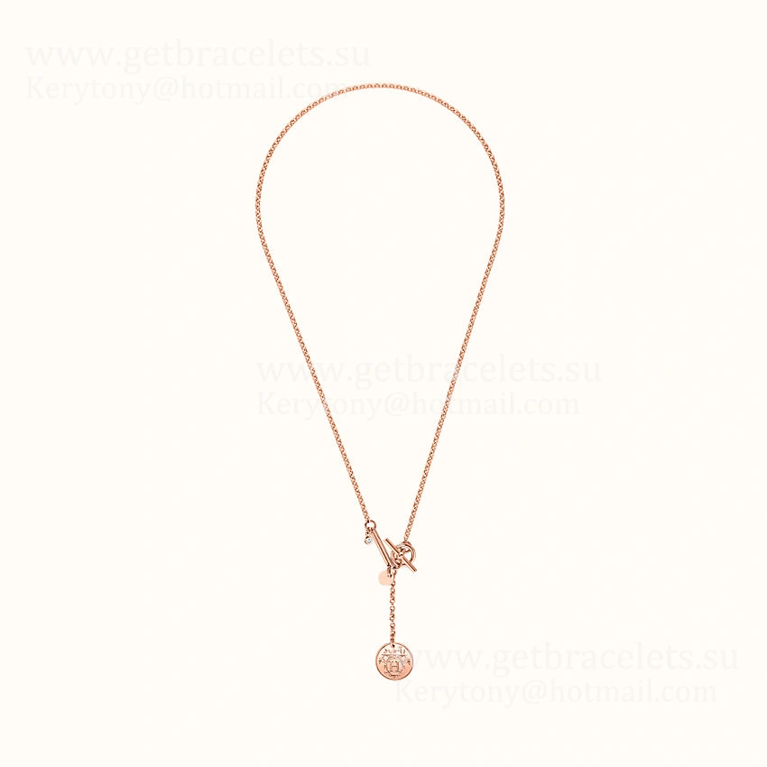 Vintage Hermes Ex-Libris Pendant Rose Gold With 1 Diamonds