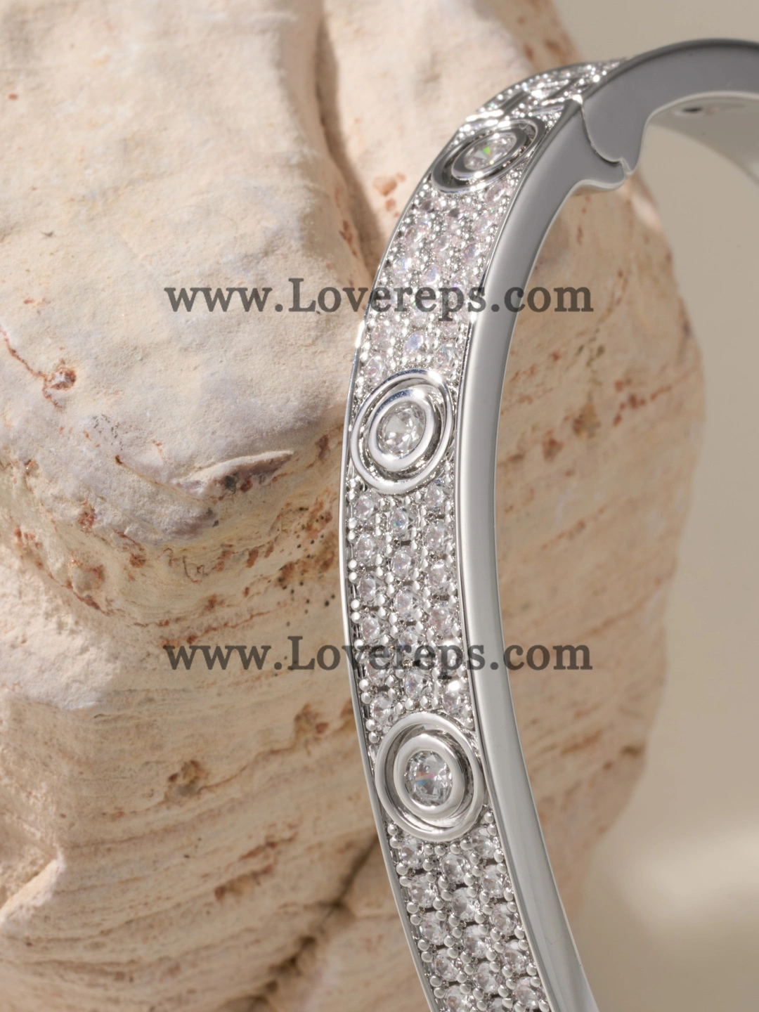 Wax Setting) Cartier Diamond-Paved Love Bracelet with 10 Big Diamonds White Gold