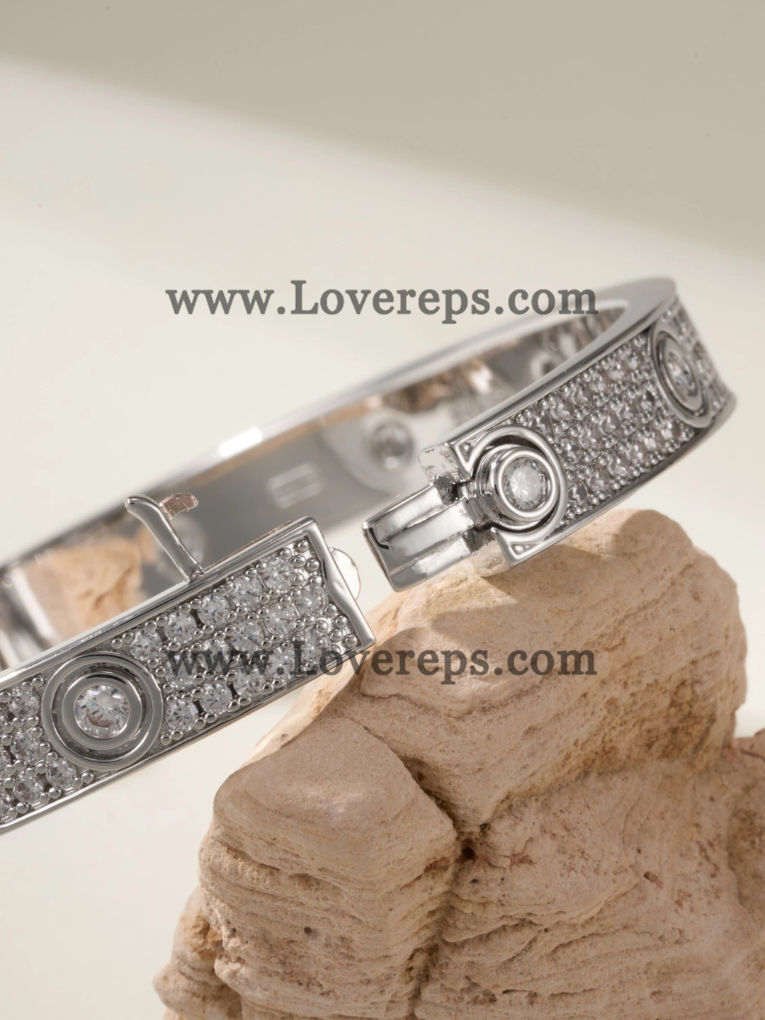Wax Setting) Cartier Diamond-Paved Love Bracelet with 10 Big Diamonds White Gold