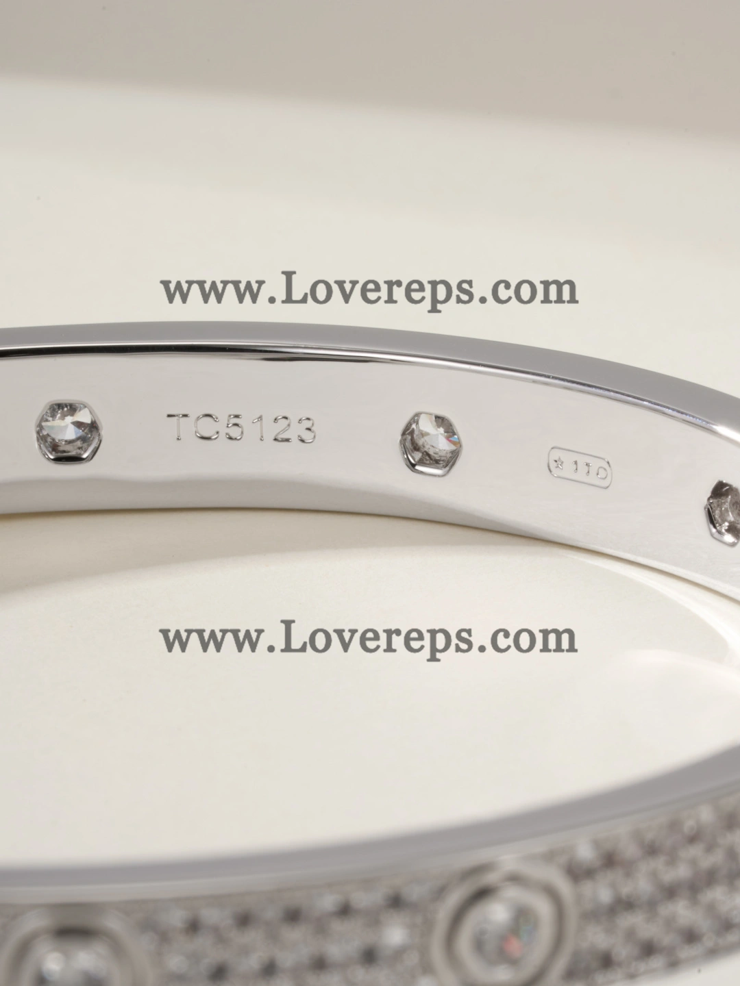 Wax Setting) Cartier Diamond-Paved Love Bracelet with 10 Big Diamonds White Gold