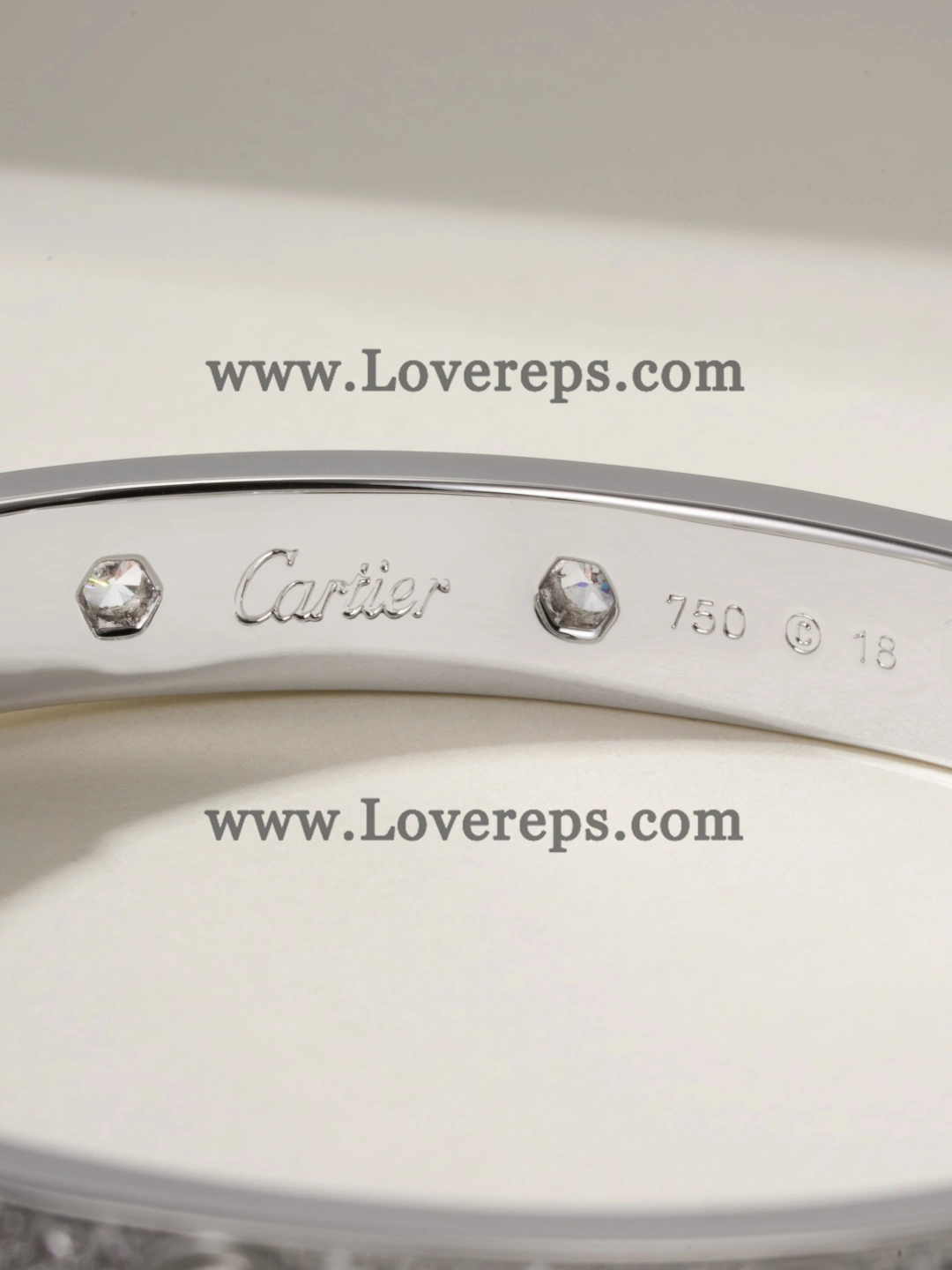 Wax Setting) Cartier Diamond-Paved Love Bracelet with 10 Big Diamonds White Gold