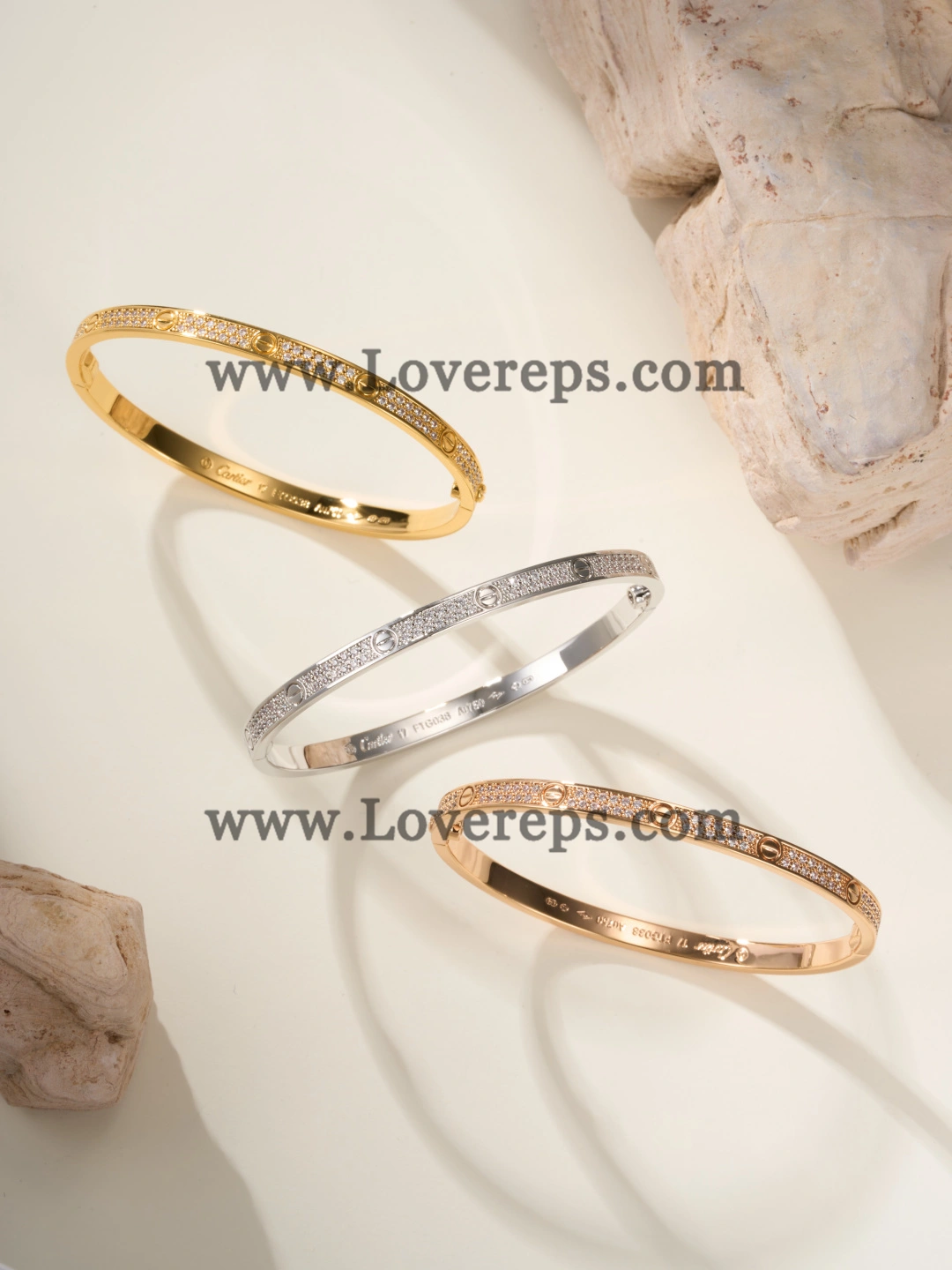 Wax Setting) Cartier Love Bracelet Small Model With Pave Diamonds White Gold Yellow Gold Rose Gold