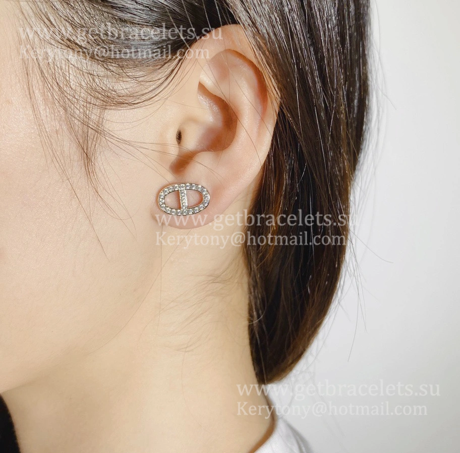 Wholesale Hermes Chaine D’Ancre Earrings With Pave Diamonds Rose Gold White Gold