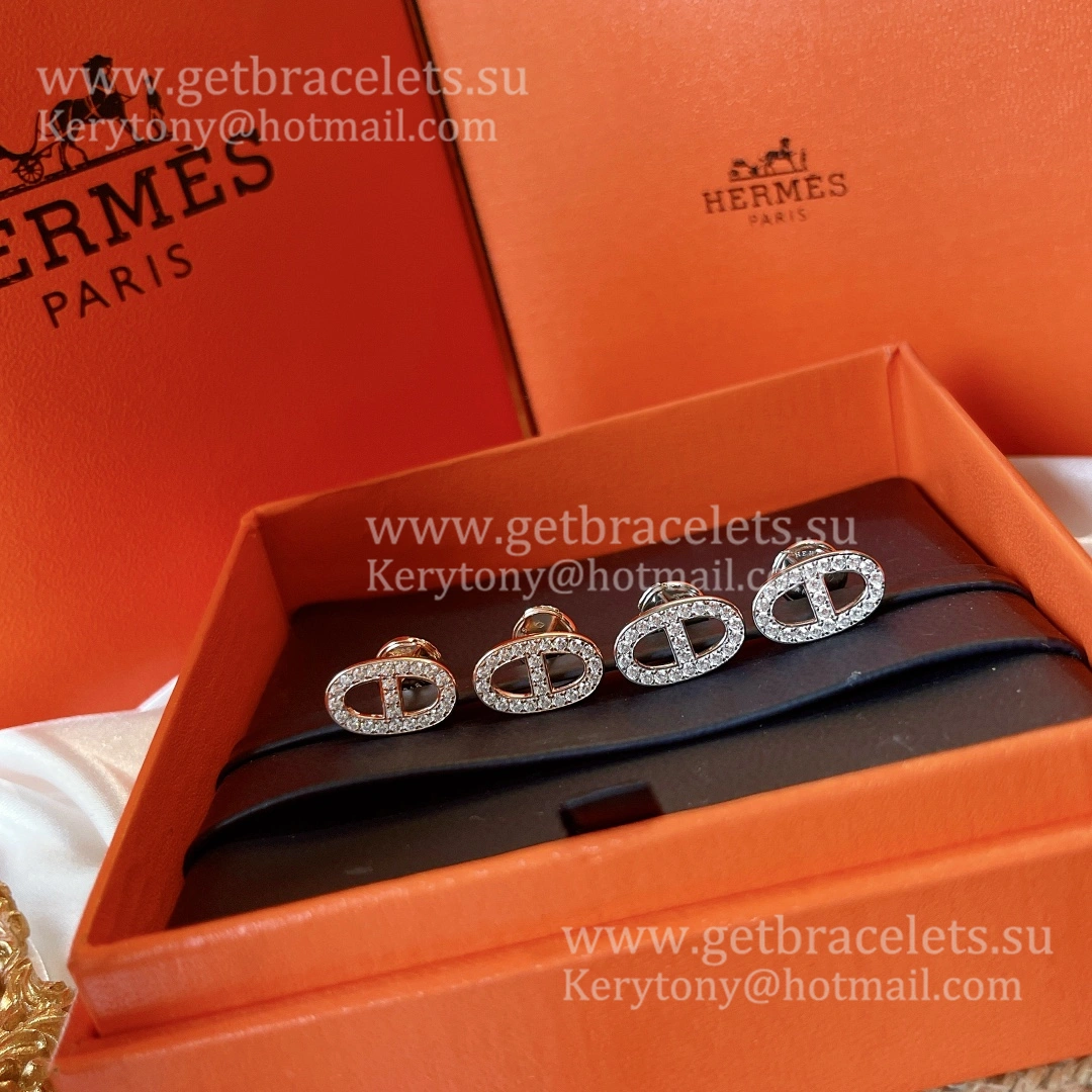 Wholesale Hermes Chaine D’Ancre Earrings With Pave Diamonds Rose Gold White Gold