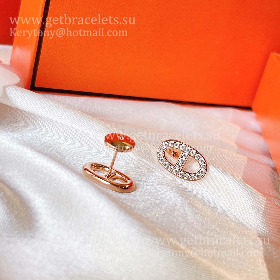 Wholesale Hermes Chaine D’Ancre Earrings With Pave Diamonds Rose Gold White Gold