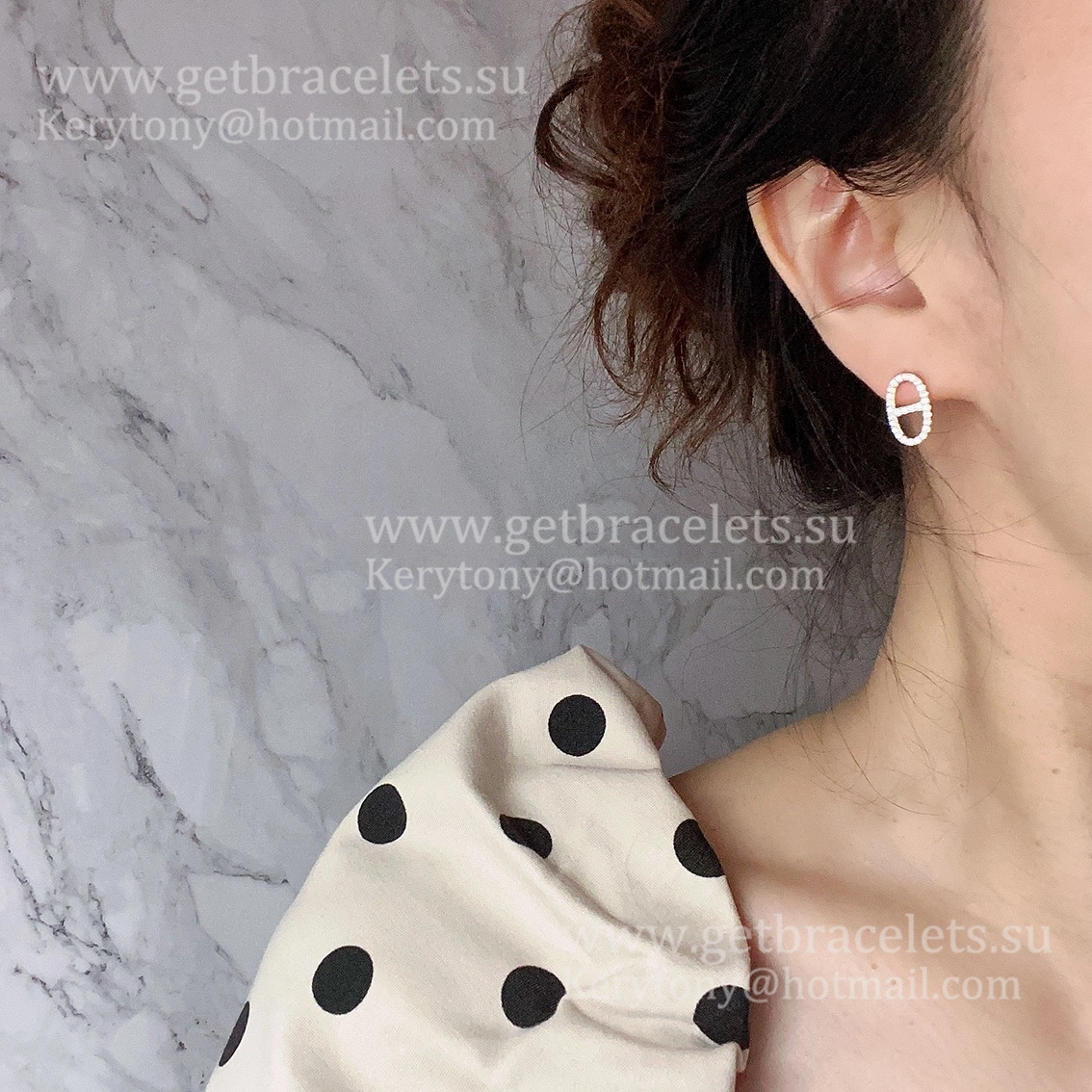 Wholesale Hermes Chaine D’Ancre Earrings With Pave Diamonds Rose Gold White Gold