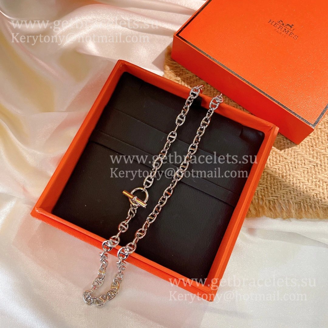 Women Singapore Hermes Chaine D’Ancre Necklace Medium White Gold