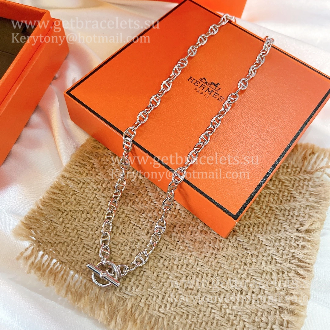 Women Singapore Hermes Chaine D’Ancre Necklace Medium White Gold