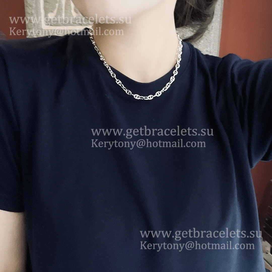 Women Singapore Hermes Chaine D’Ancre Necklace Medium White Gold