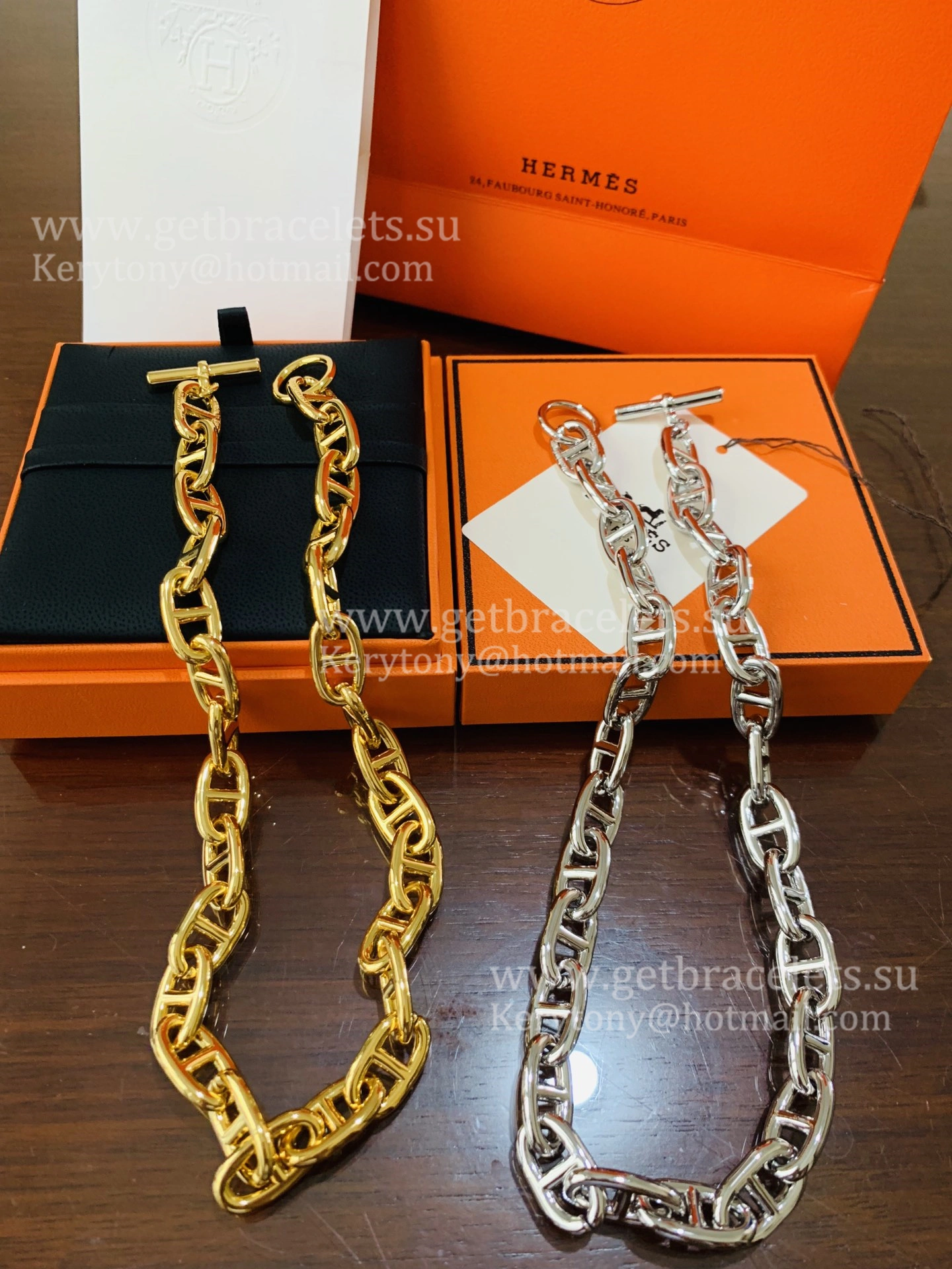 Women’s Best Price Hermes Chaine D’Ancre Necklace Large Yellow Gold White Gold