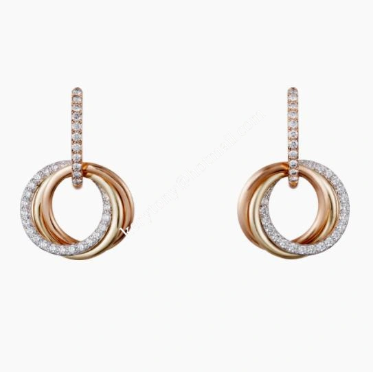 Women’s Luxury Cartier Trinity Earrings White Gold Yellow Gold Rose Gold with Diamonds B8301259 for Gift
