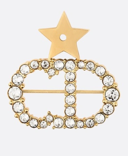 Women’s Luxury Dior Sous Les Etoiles CD Shaped Star Charming Females Brass Diamonds Brooch Replica V0317SLECY_D301