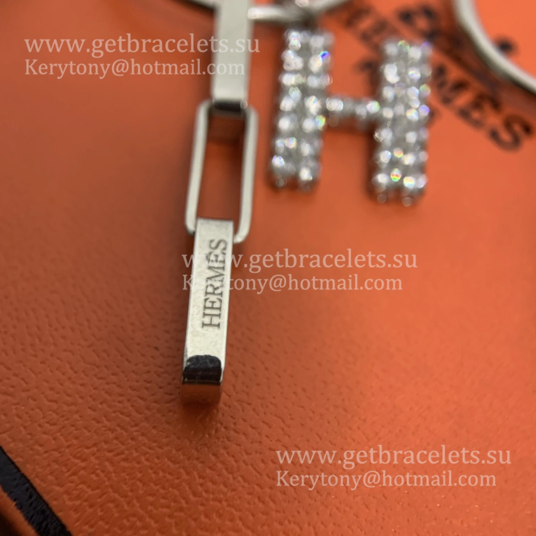 Worthy Hermes Women H LOGO Sterling Silver Earrings With Diamonds