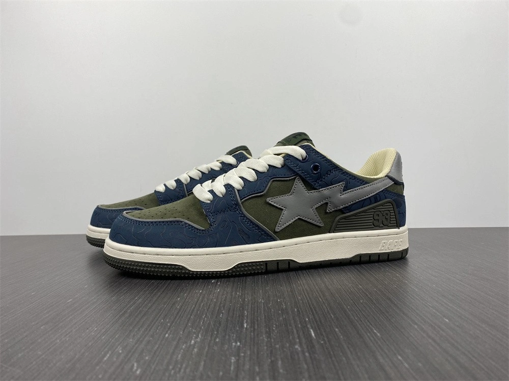 Classic A Bathing Ape Bape SK8 Sta Army Green Dark Blue 697