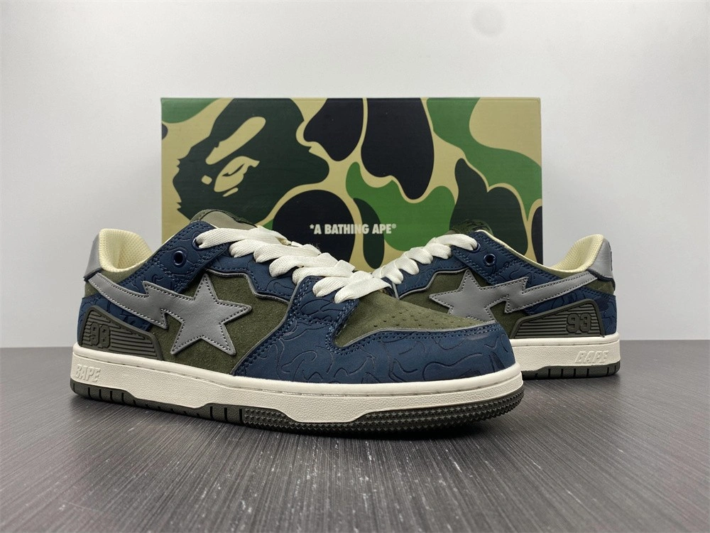 Classic A Bathing Ape Bape SK8 Sta Army Green Dark Blue 697