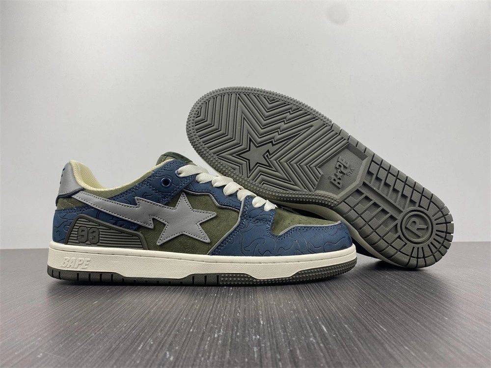 Classic A Bathing Ape Bape SK8 Sta Army Green Dark Blue 697