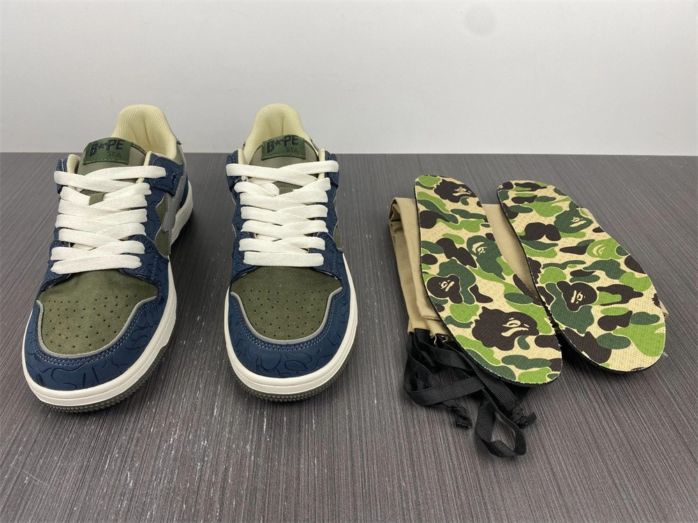 Classic A Bathing Ape Bape SK8 Sta Army Green Dark Blue 697