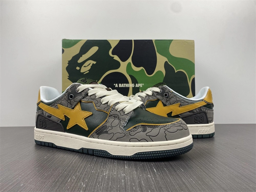 A Bathing Ape Bape SK8 Sta Grey Mustard Yellow FreshLook 693