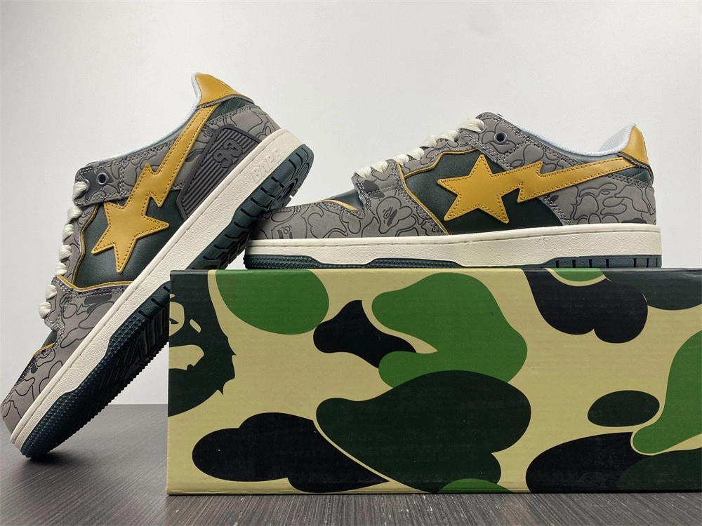 A Bathing Ape Bape SK8 Sta Grey Mustard Yellow FreshLook 693