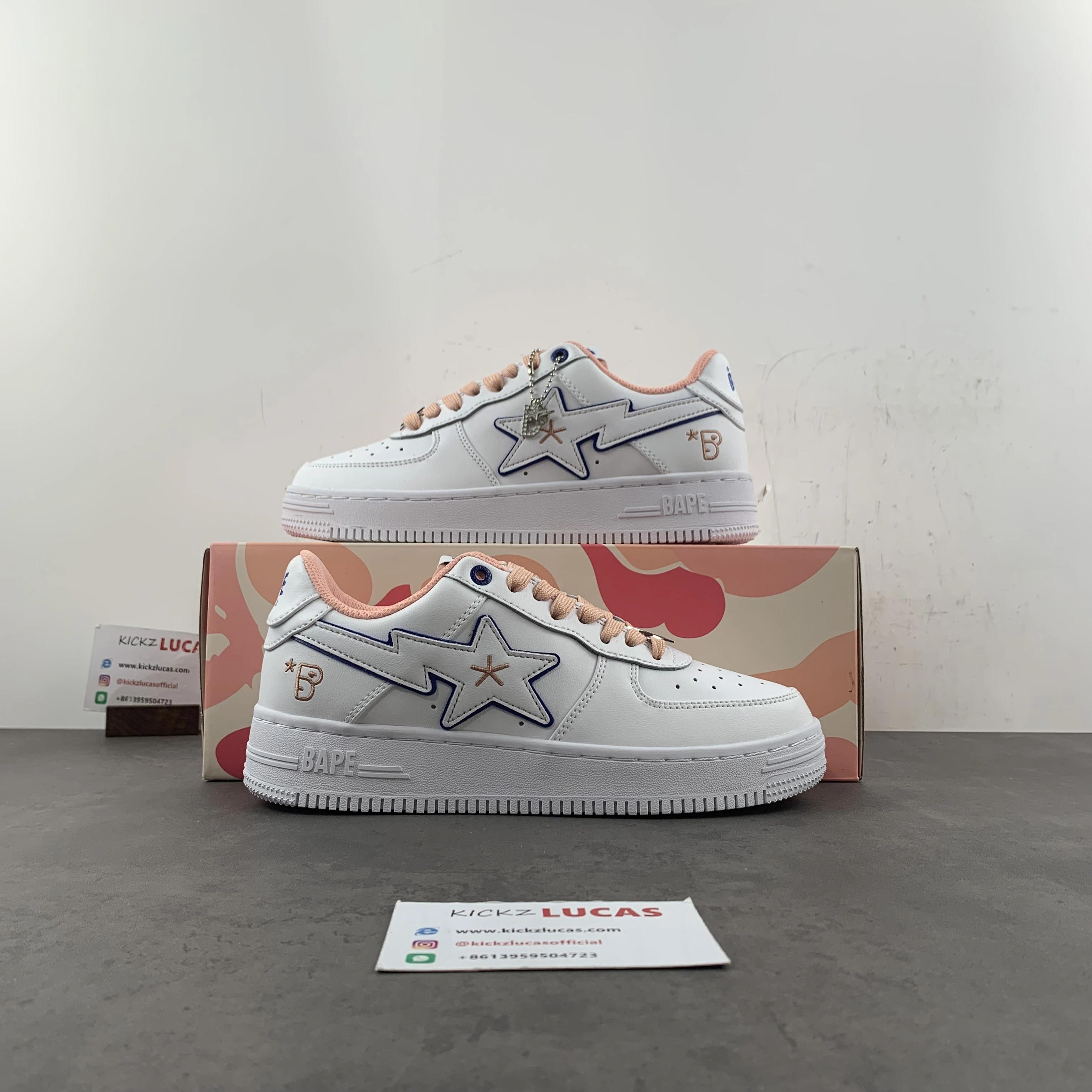 Breathable A Bathing Ape Bape Sta BAPY White Pink BPYSNSN0061C 687