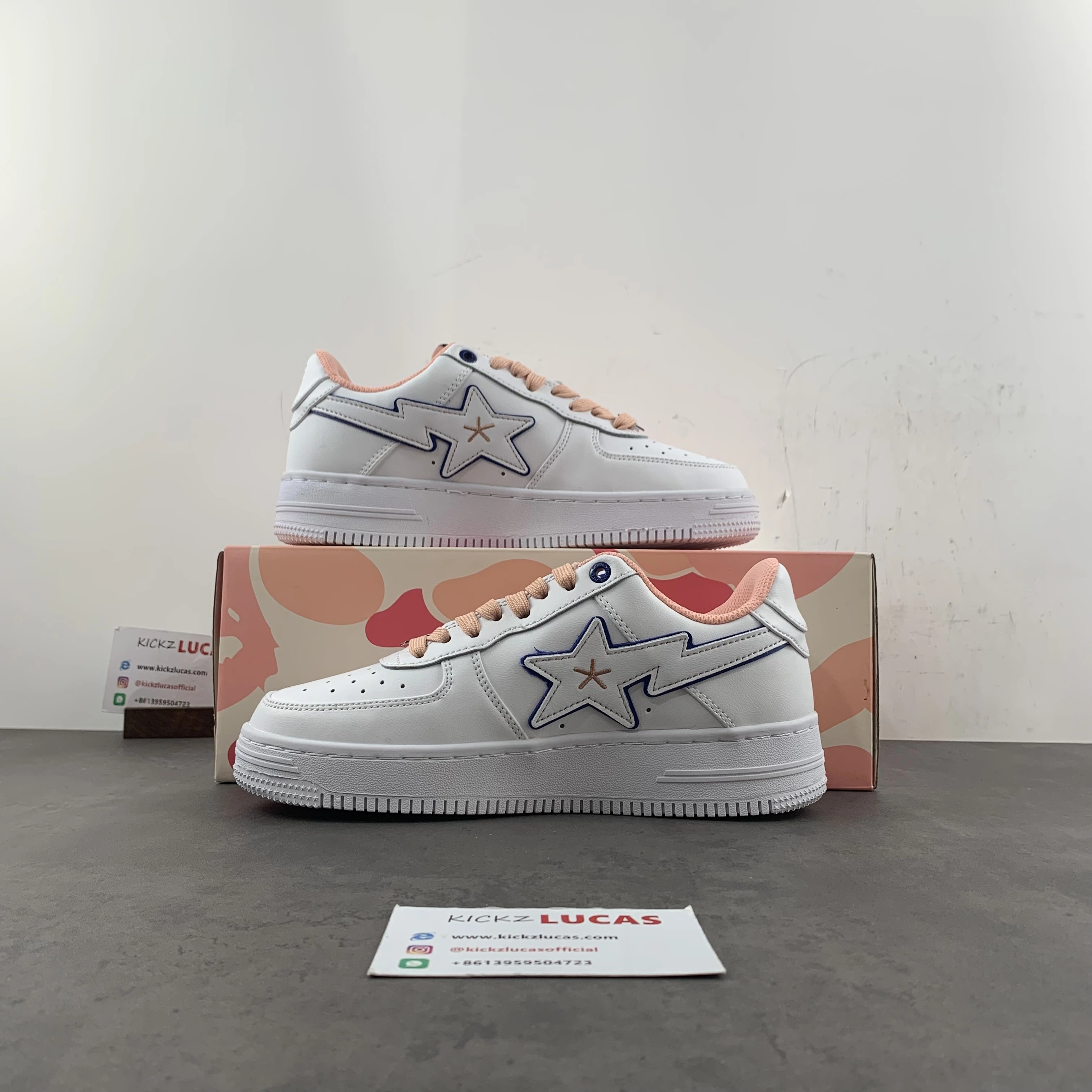 Breathable A Bathing Ape Bape Sta BAPY White Pink BPYSNSN0061C 687