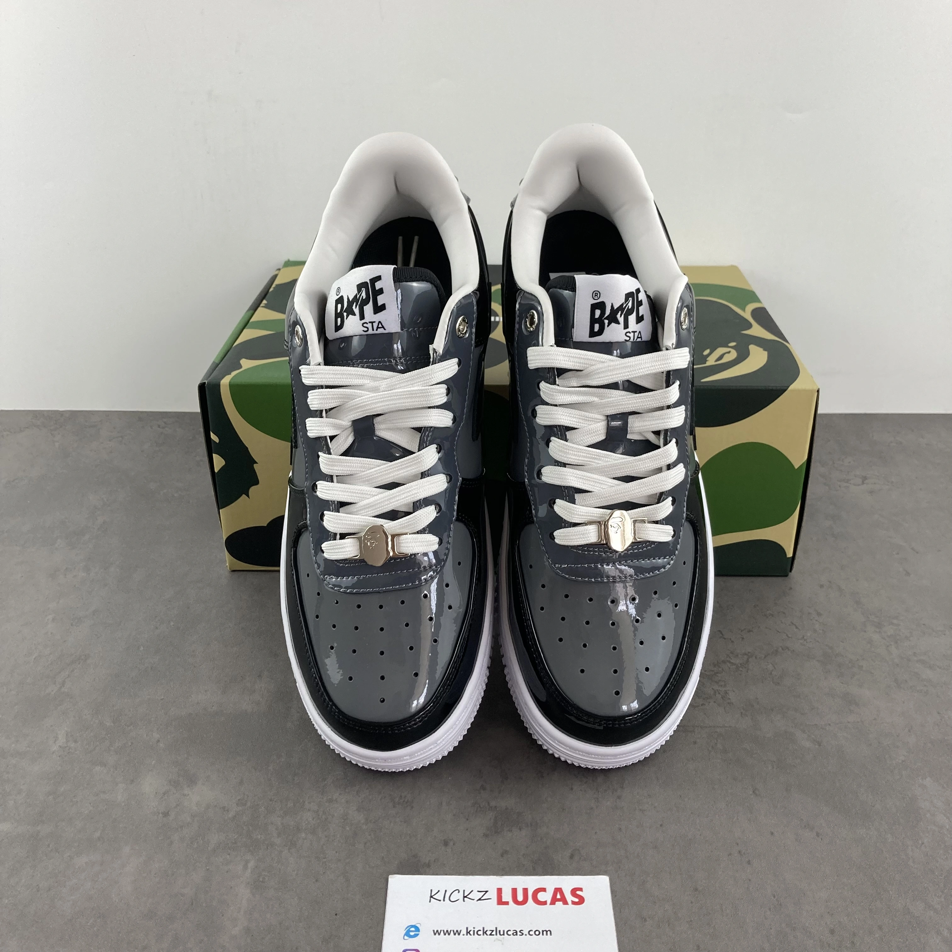 RelaxedFit A Bathing Ape Bape Sta Patent Leather Black Grey 666