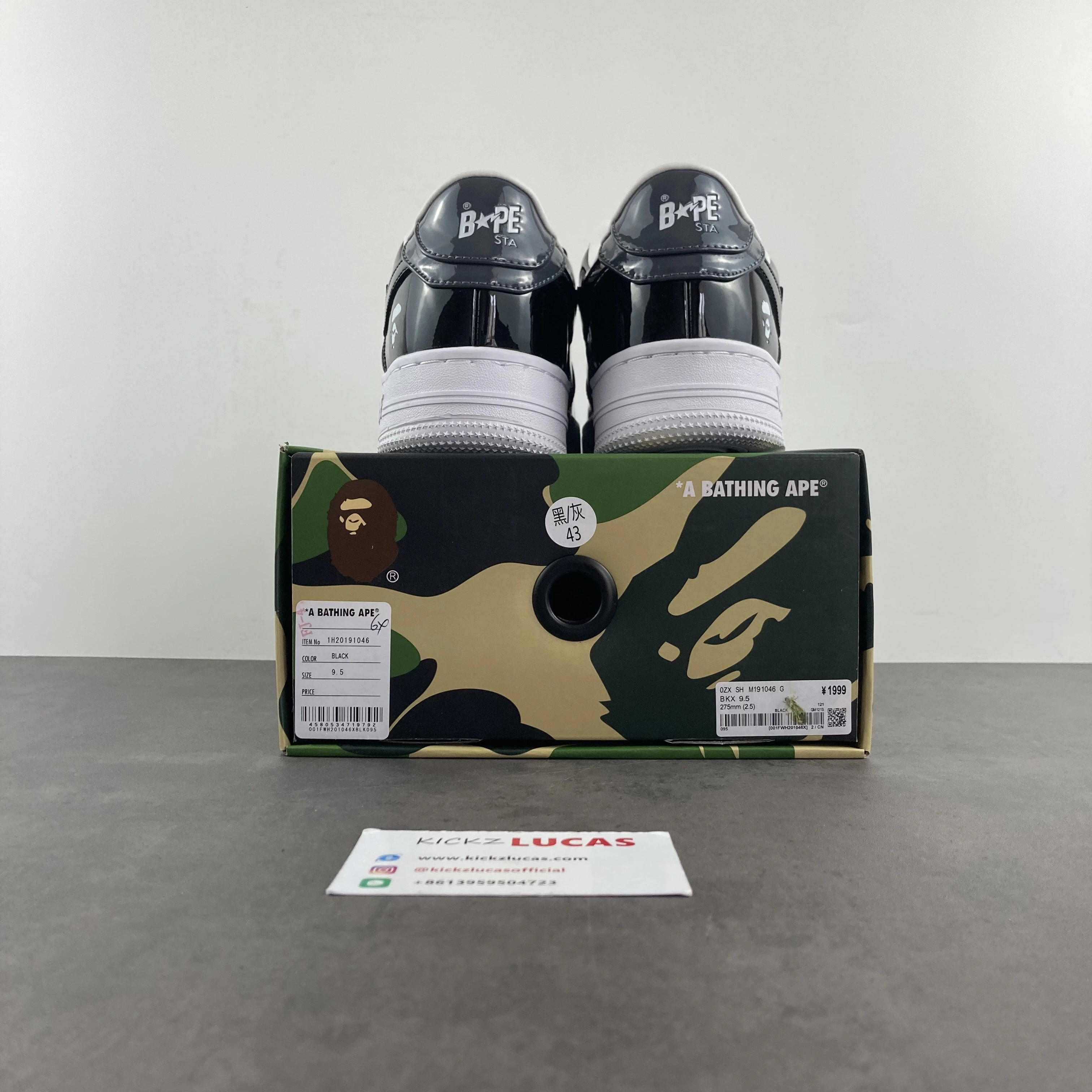 RelaxedFit A Bathing Ape Bape Sta Patent Leather Black Grey 666