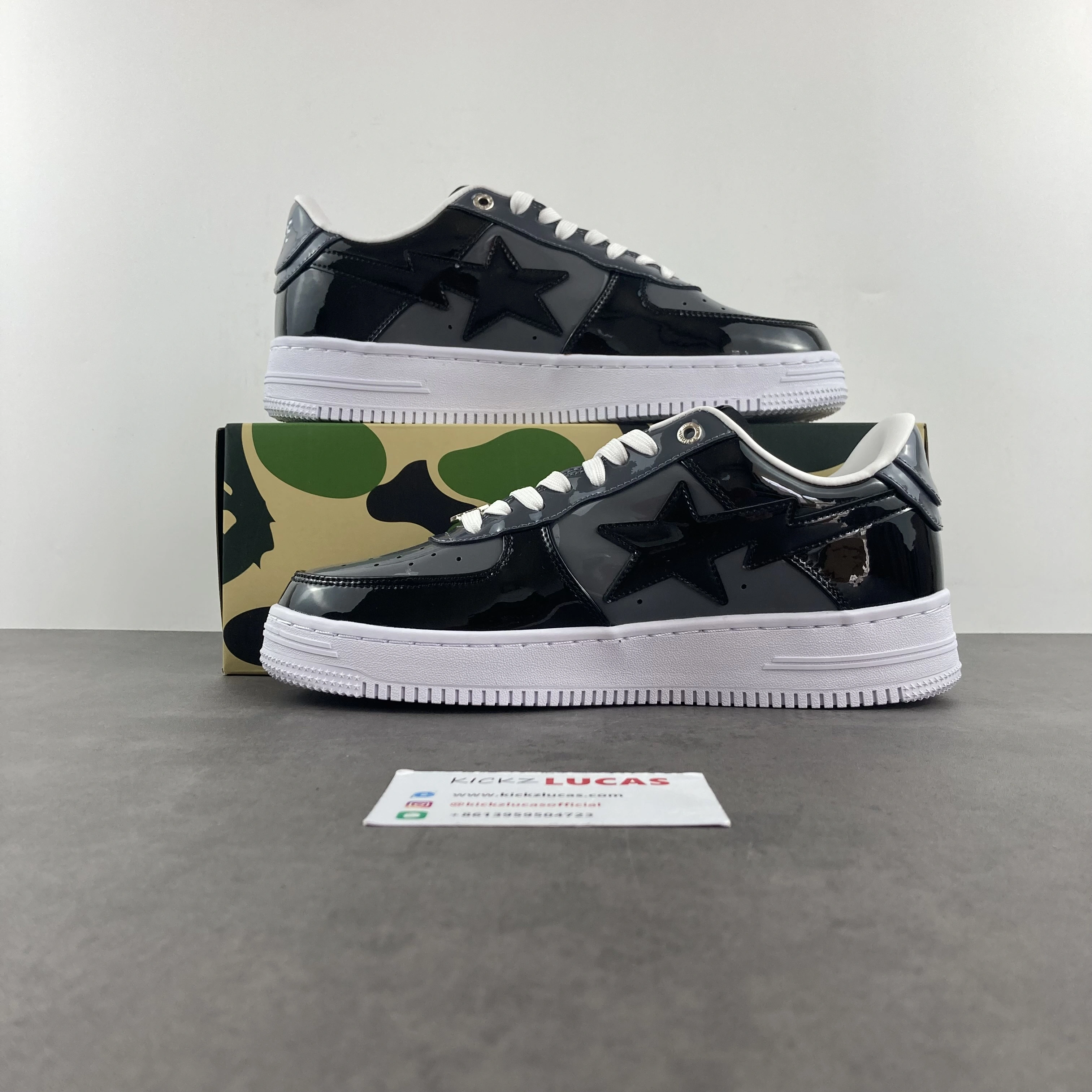 RelaxedFit A Bathing Ape Bape Sta Patent Leather Black Grey 666
