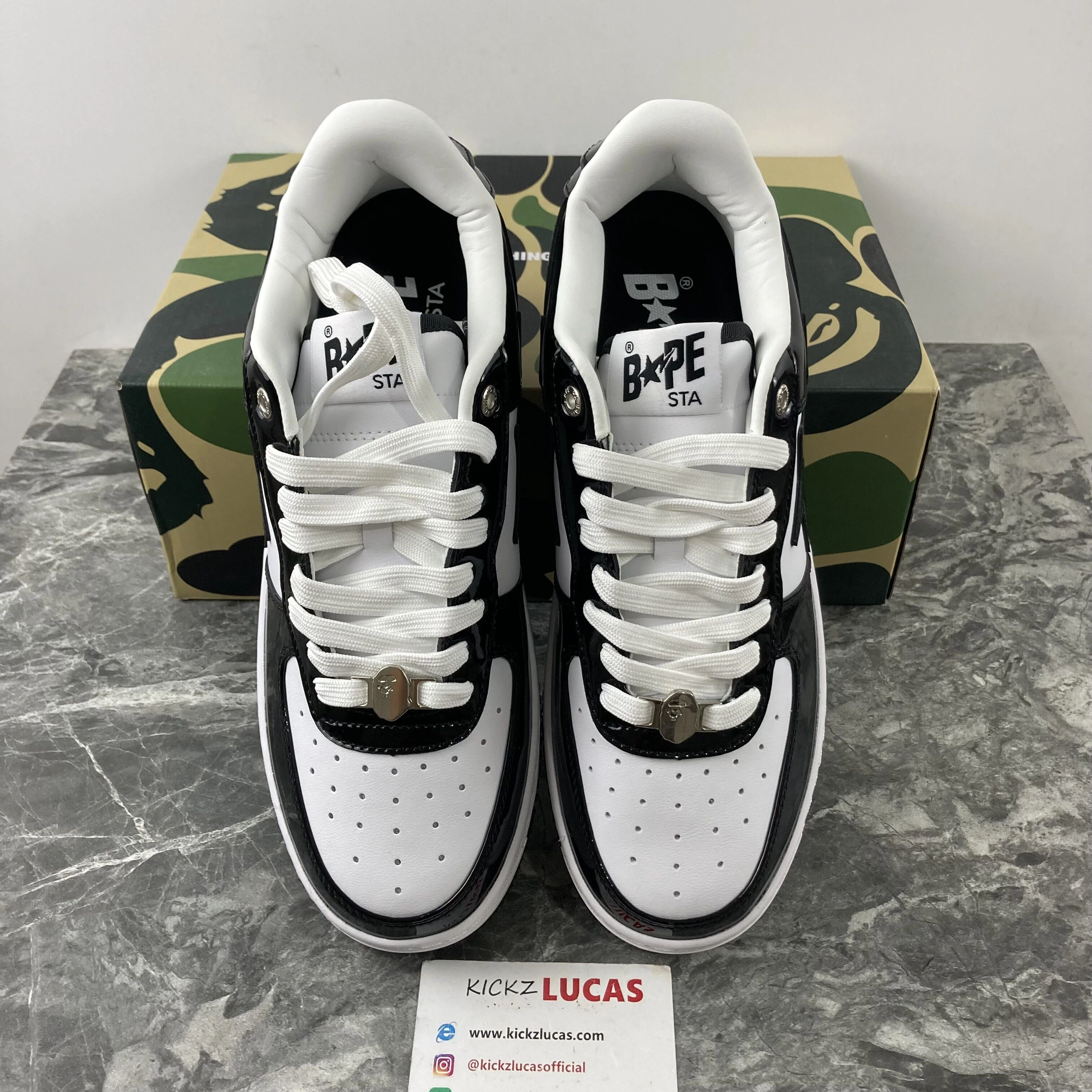 A Bathing Ape Bape Sta Patent Leather Black White OdorResistant 690