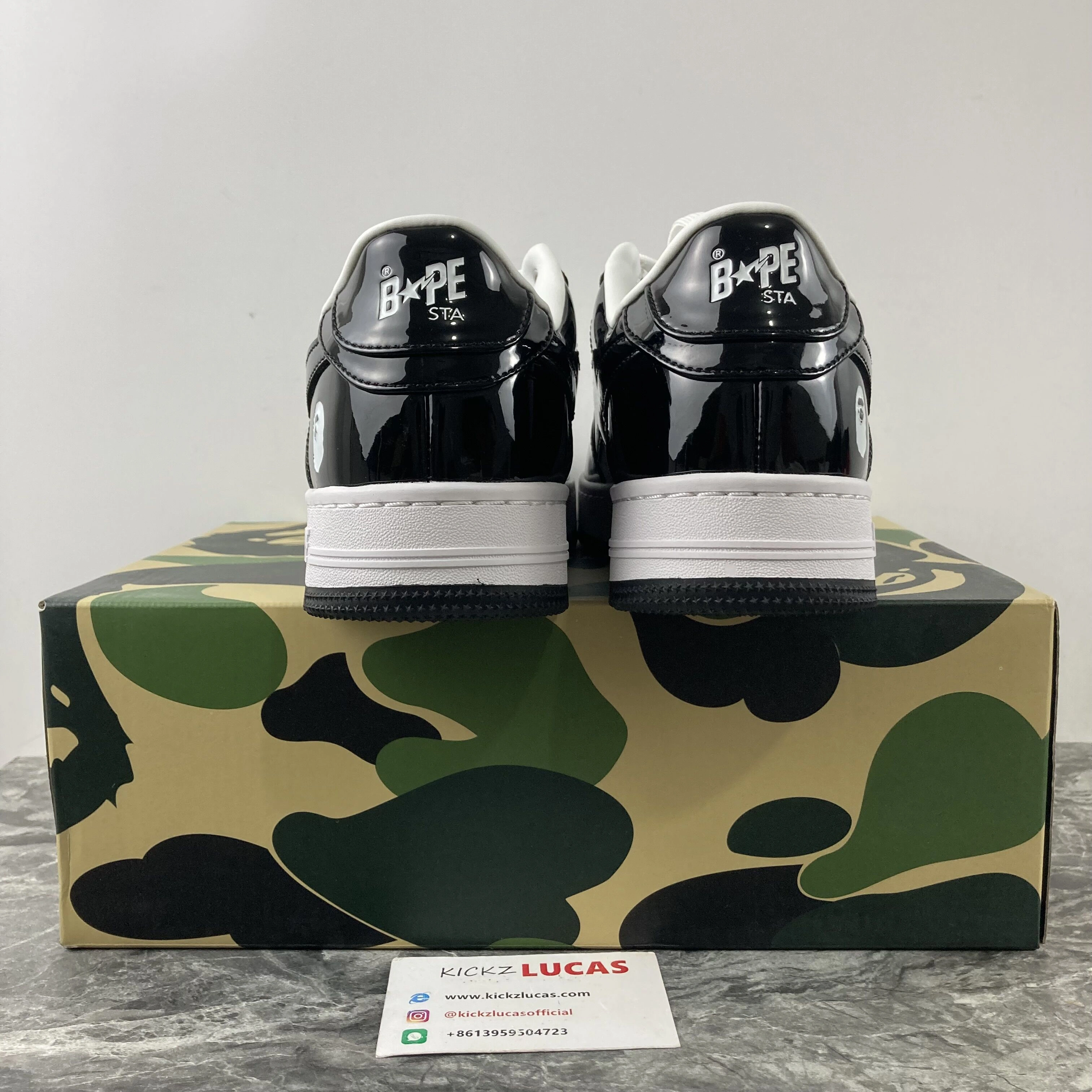 A Bathing Ape Bape Sta Patent Leather Black White OdorResistant 690