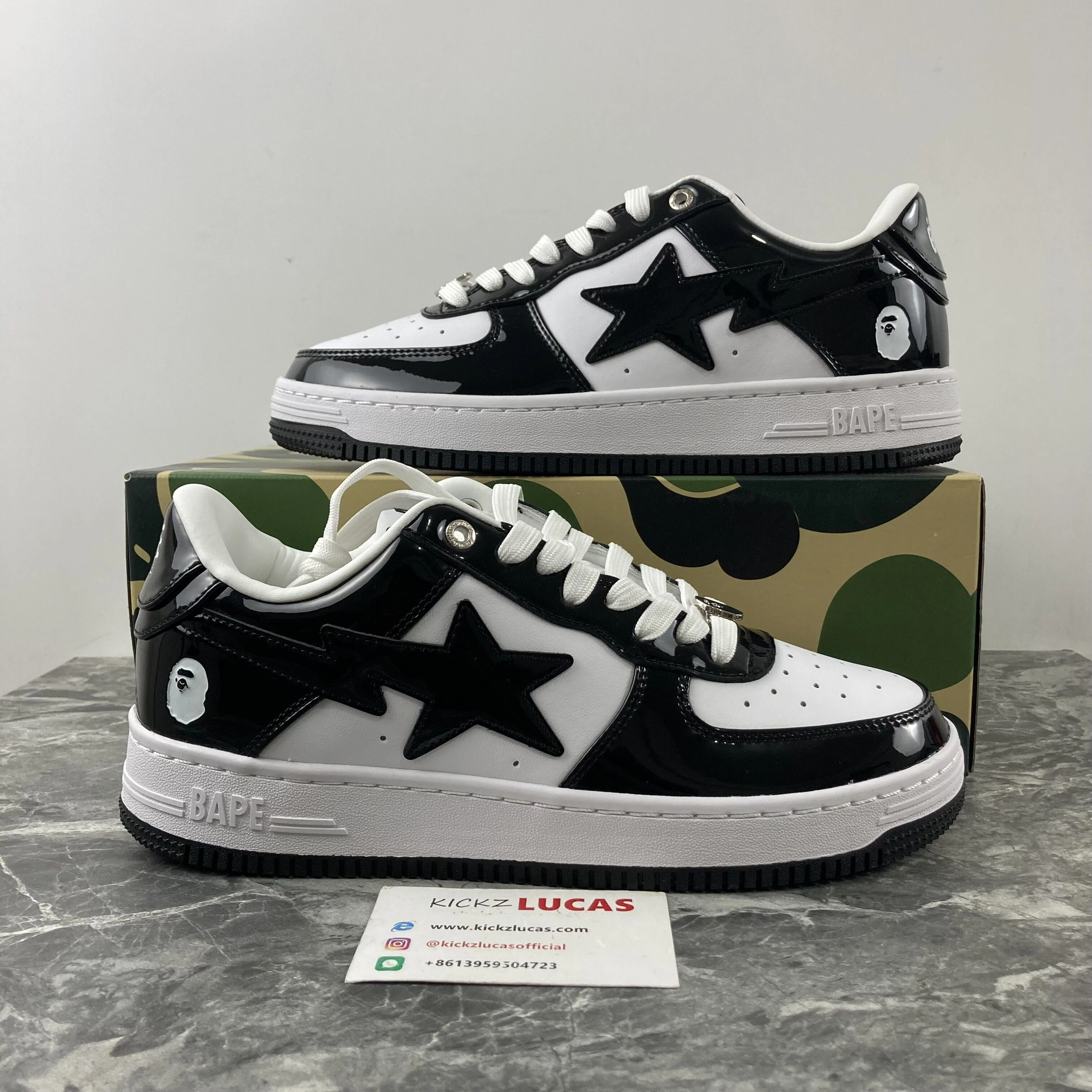 A Bathing Ape Bape Sta Patent Leather Black White OdorResistant 690
