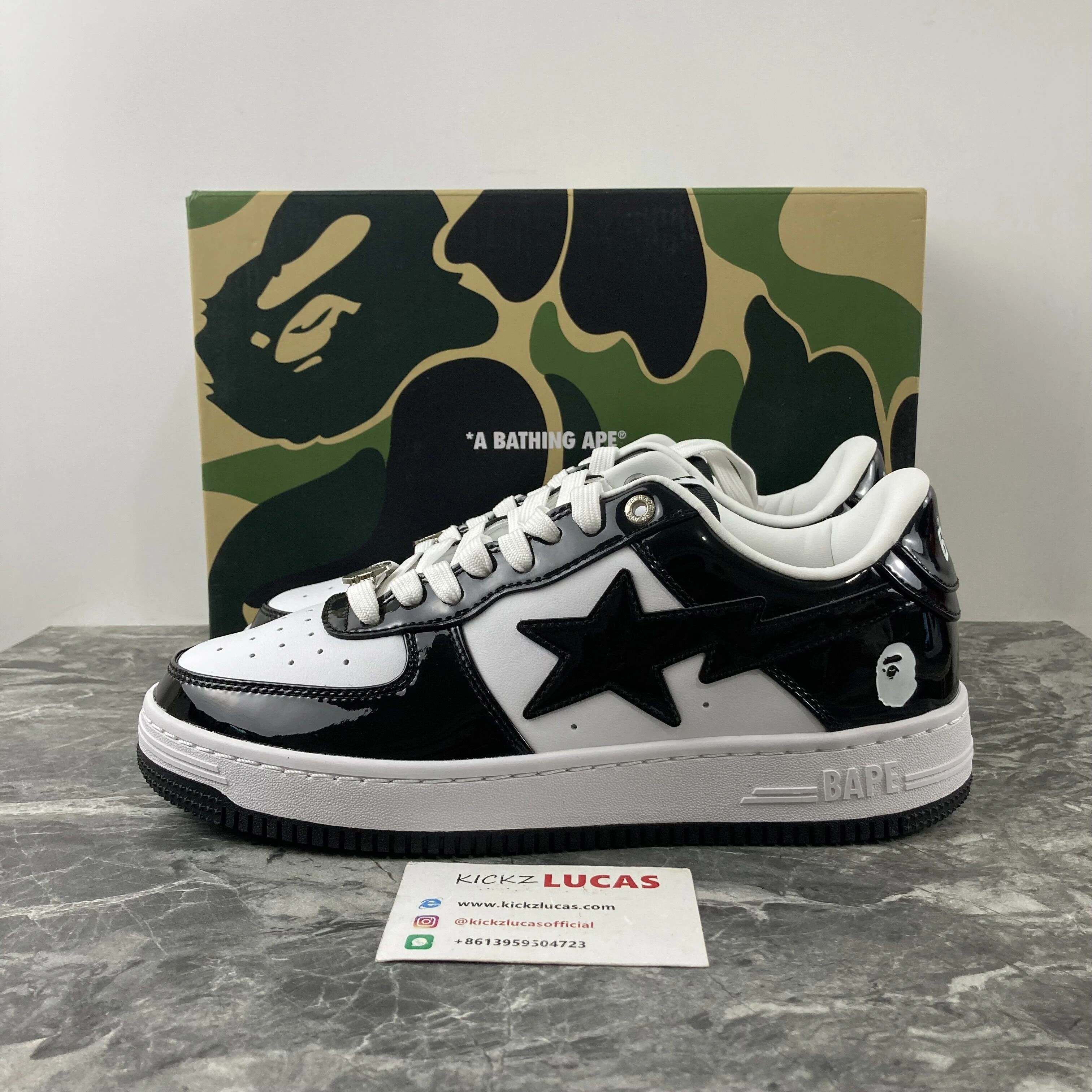 A Bathing Ape Bape Sta Patent Leather Black White OdorResistant 690