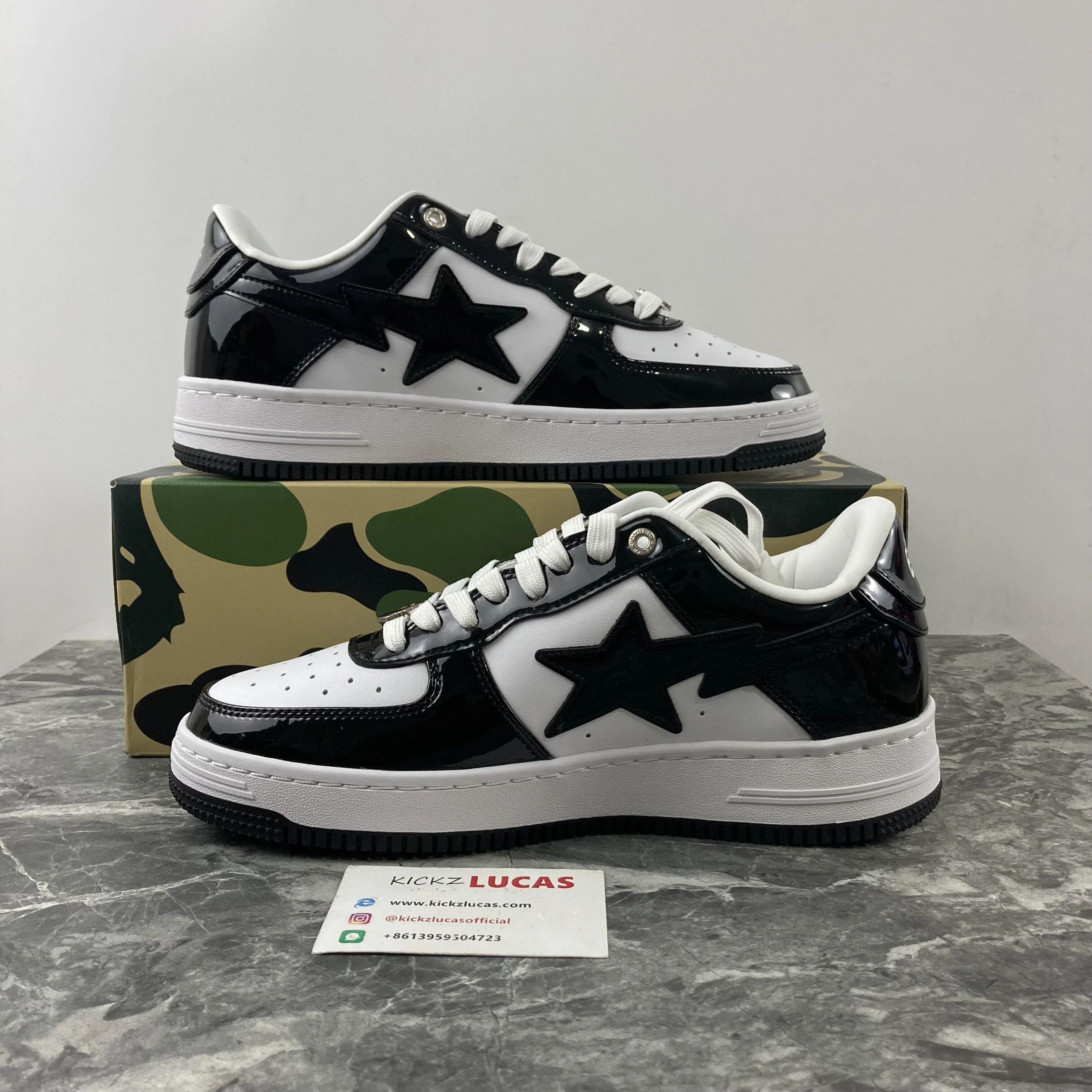 A Bathing Ape Bape Sta Patent Leather Black White OdorResistant 690
