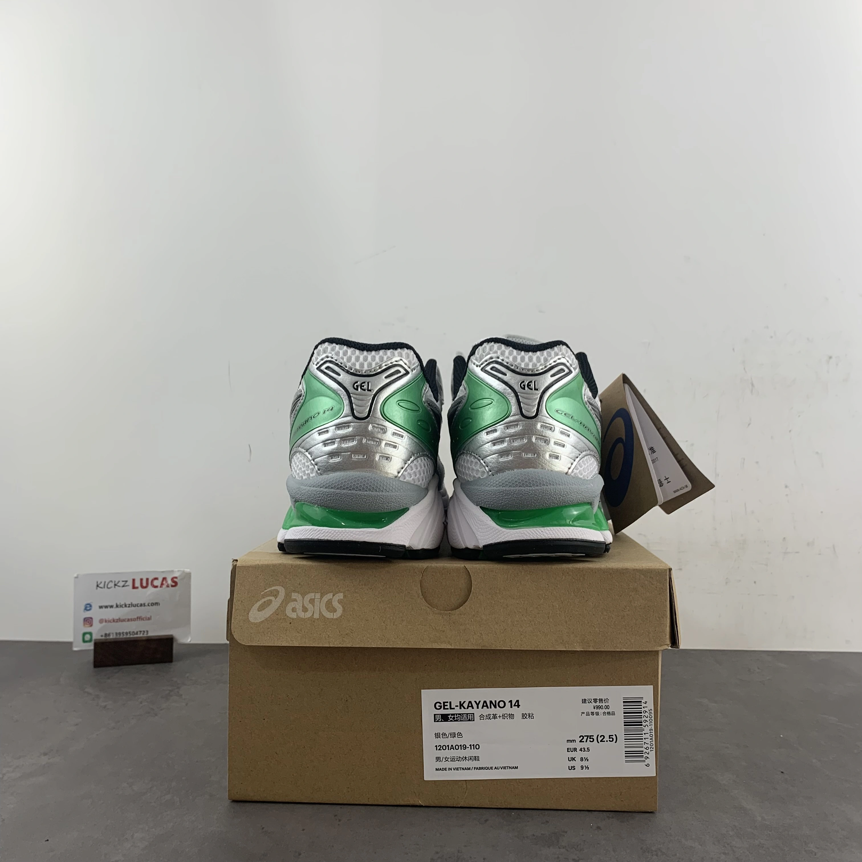 Cozy ASICS Gel-Kayano 14 White Malachite Green 1201A019- 2545