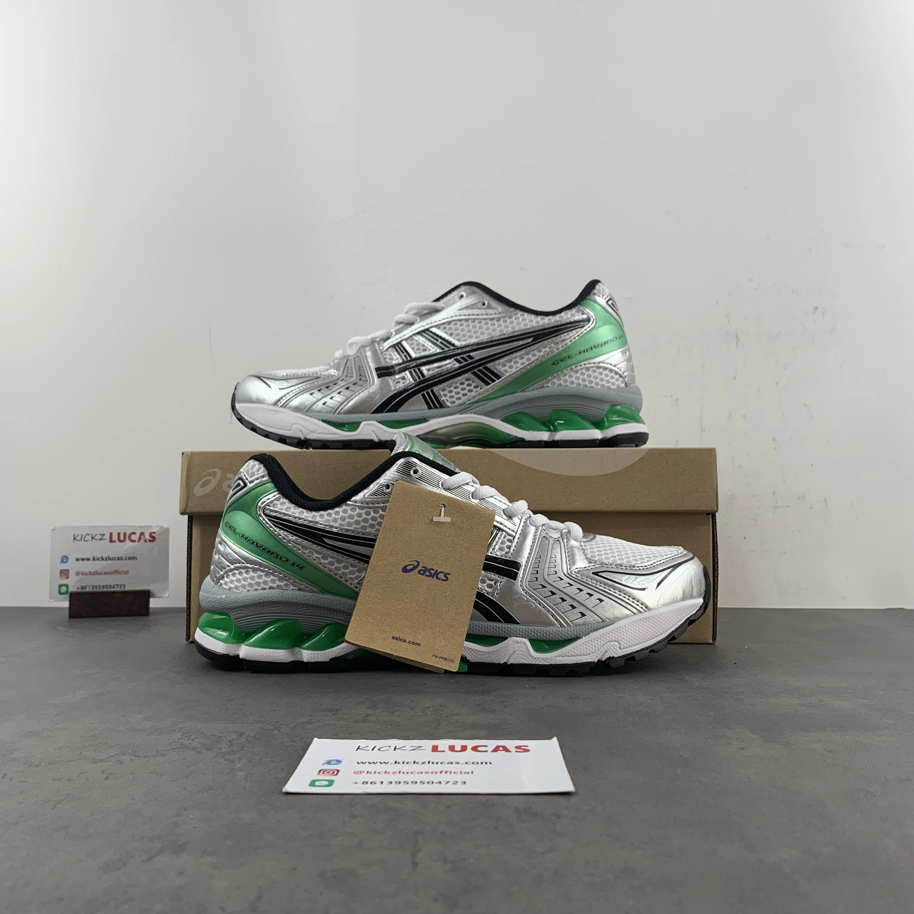 Cozy ASICS Gel-Kayano 14 White Malachite Green 1201A019- 2545