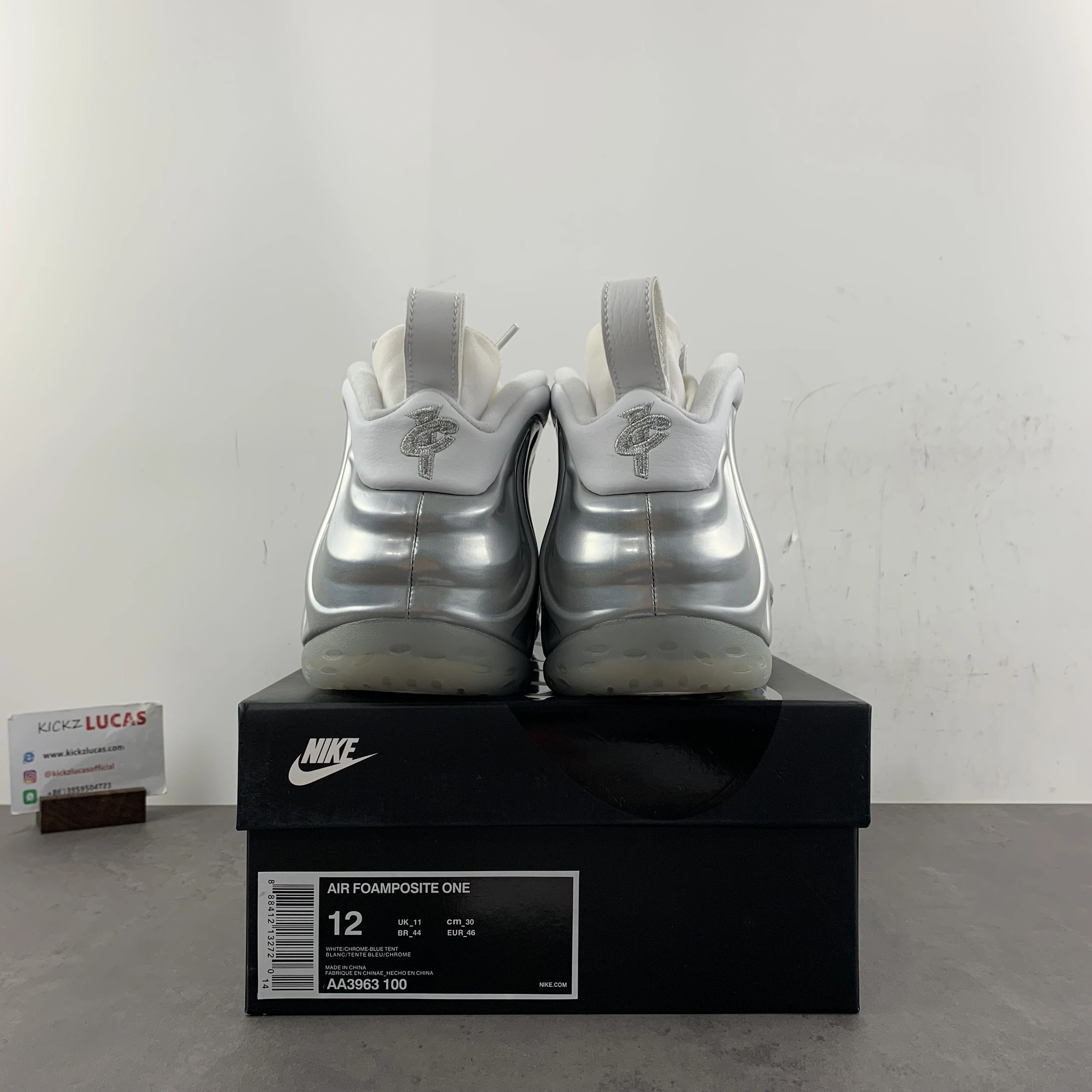 Air Foamposite One Chrome White AA3963- Bright 1273