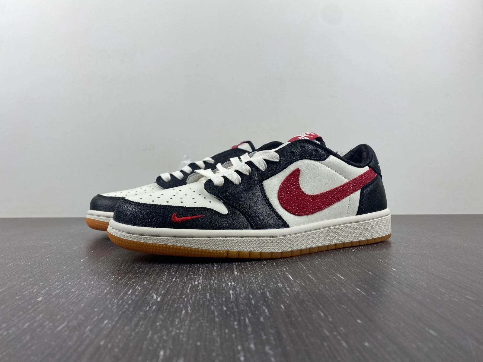 Unique Air Jordan 1 Low Black Red Mini Swoosh DM7866- 1526