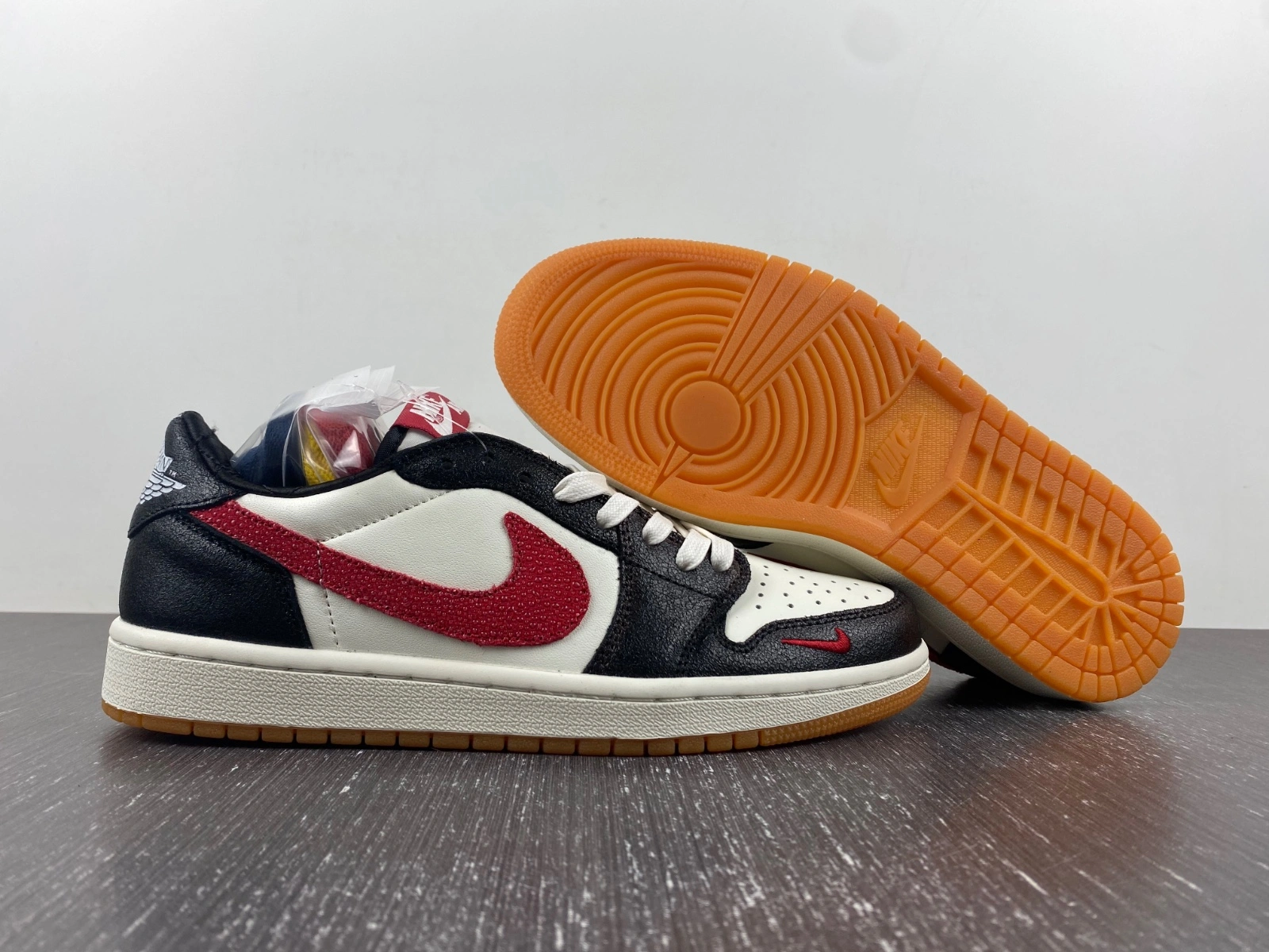 Unique Air Jordan 1 Low Black Red Mini Swoosh DM7866- 1526