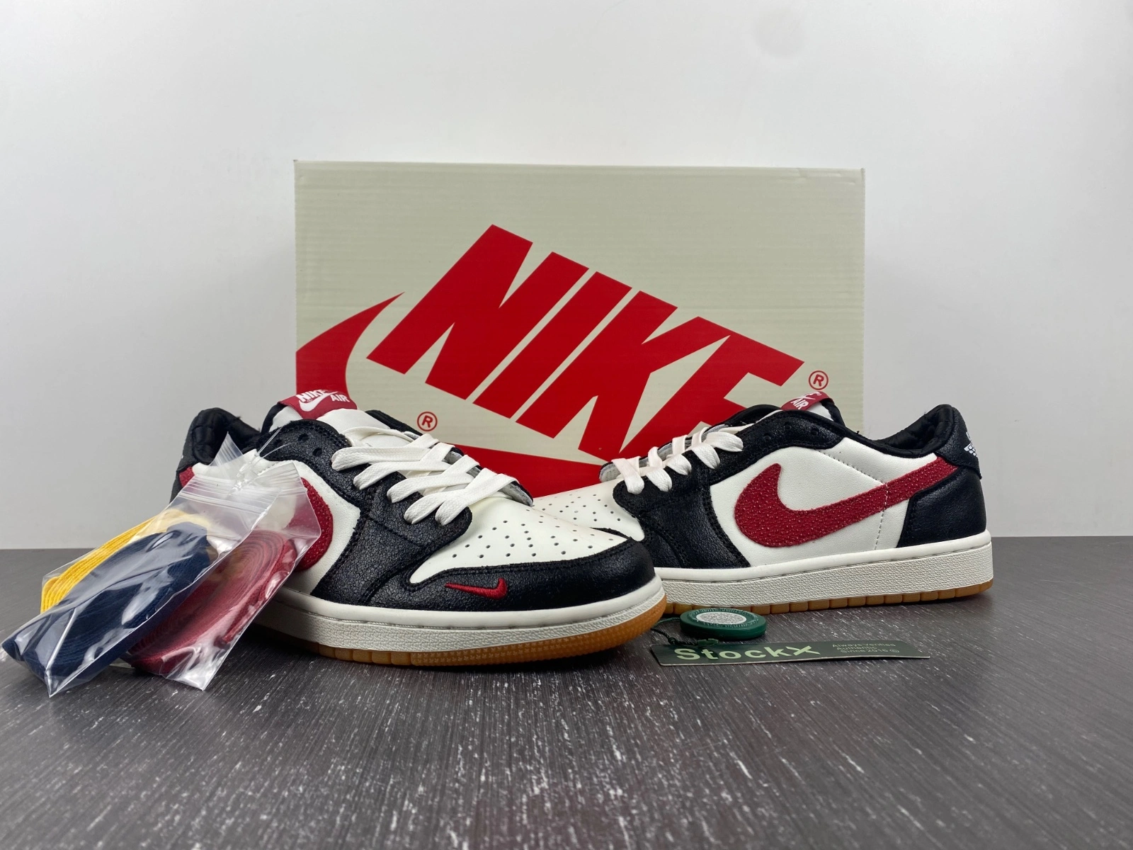 Unique Air Jordan 1 Low Black Red Mini Swoosh DM7866- 1526