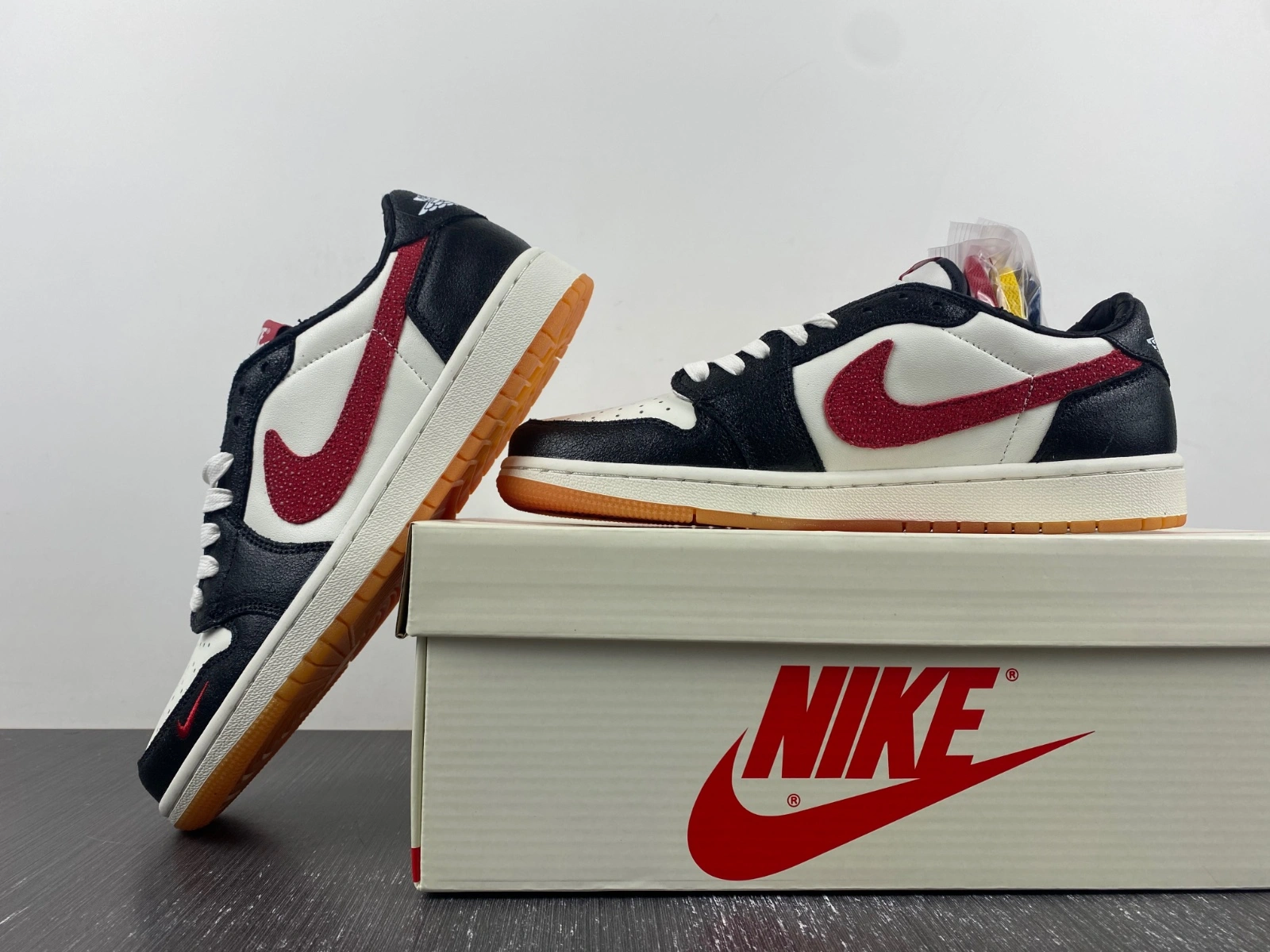 Unique Air Jordan 1 Low Black Red Mini Swoosh DM7866- 1526