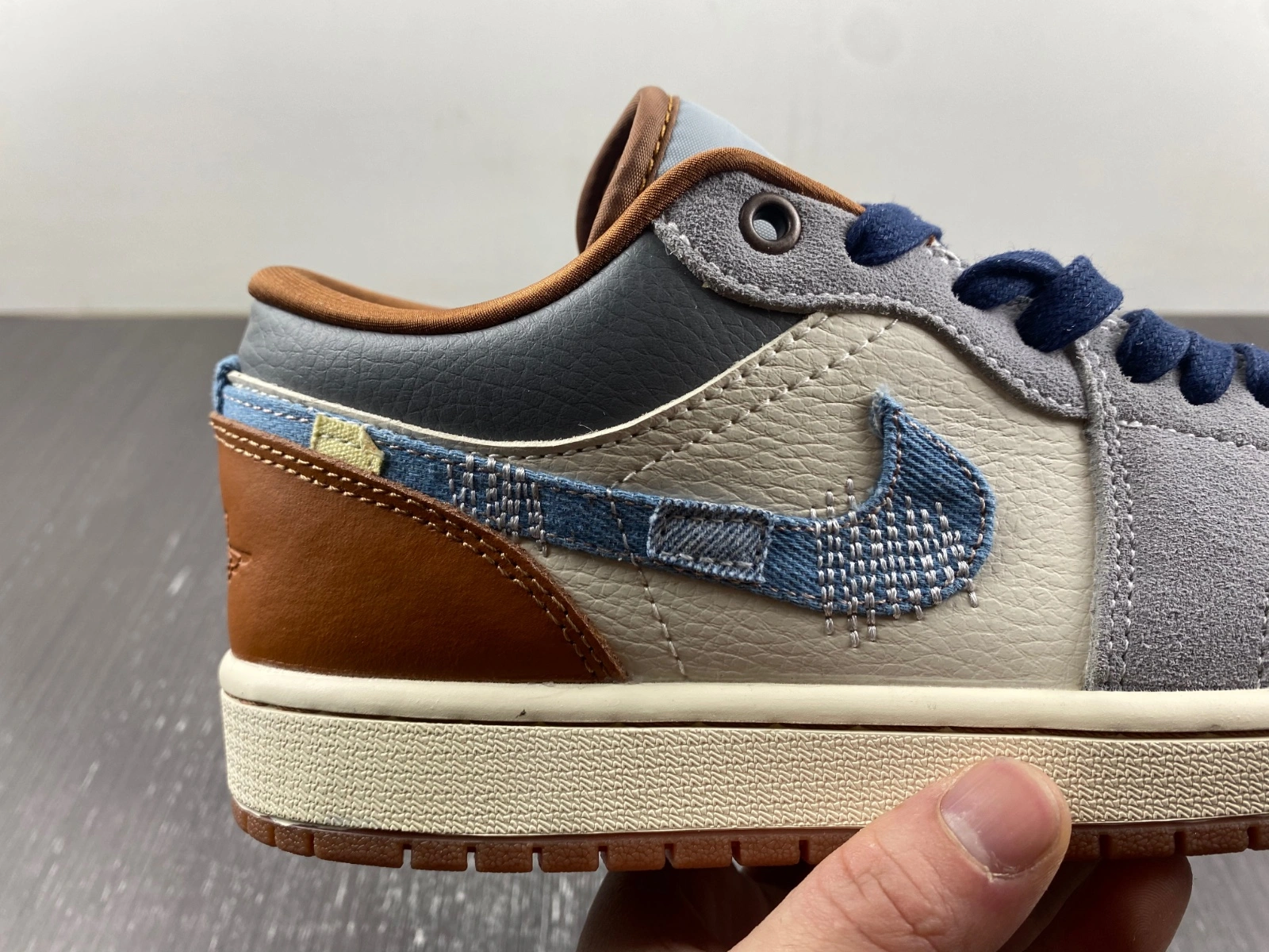 Air Jordan 1 Low SE Phantom Repaired Denim Swoosh FZ5042- Trendy 1413