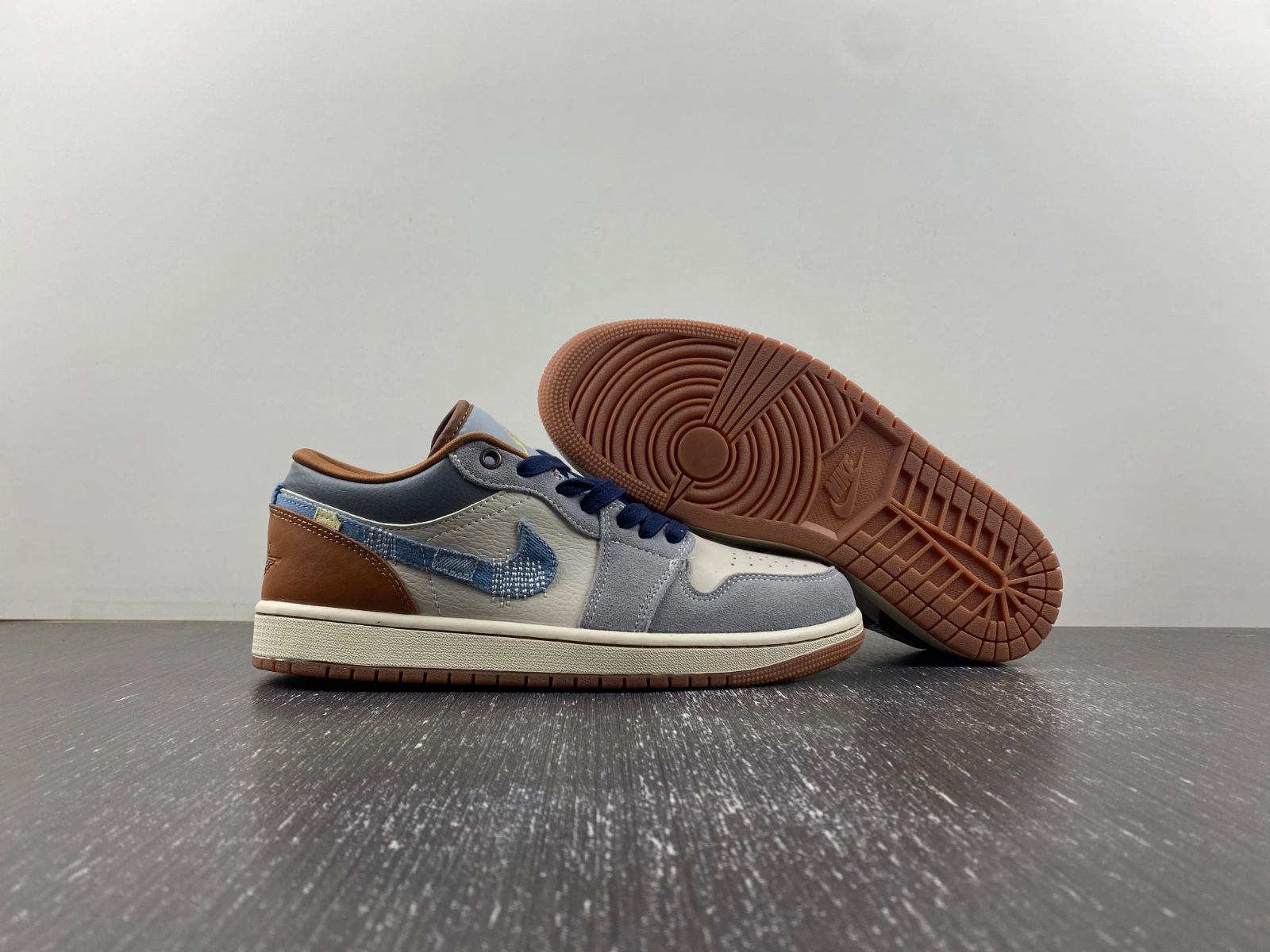 Air Jordan 1 Low SE Phantom Repaired Denim Swoosh FZ5042- Trendy 1413