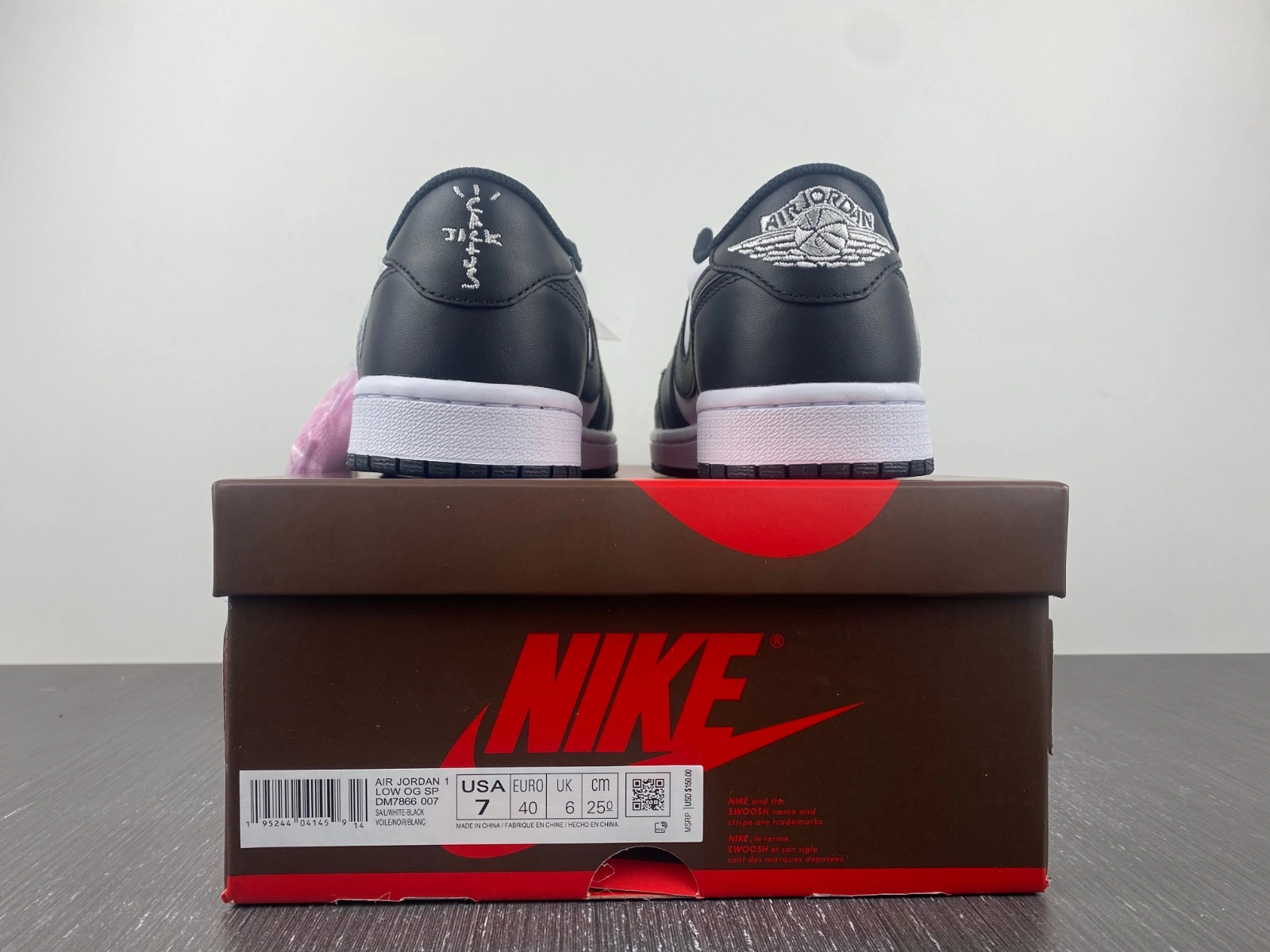 Durable Air Jordan 1 Low Travis Scott Black White 1588