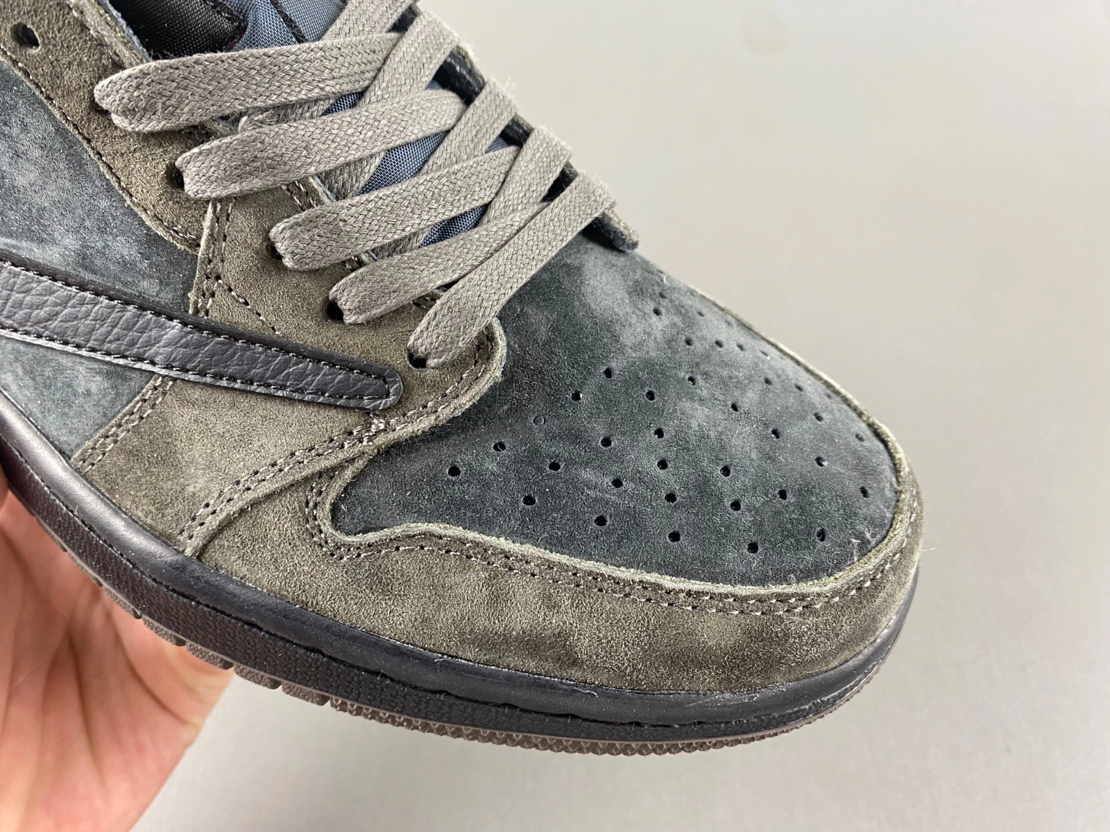 Compact Air Jordan 1 Low Travis Scott Brown Grey CQ4277- 1352