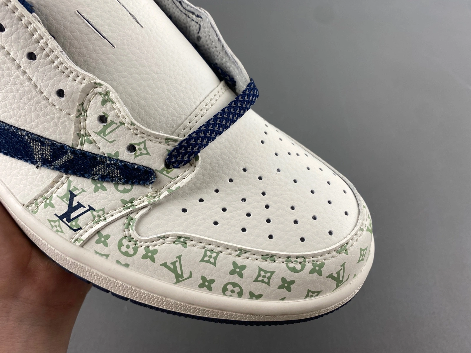Popular Air Jordan 1 Low Travis Scott L*V White Blue SJ2968- 1366