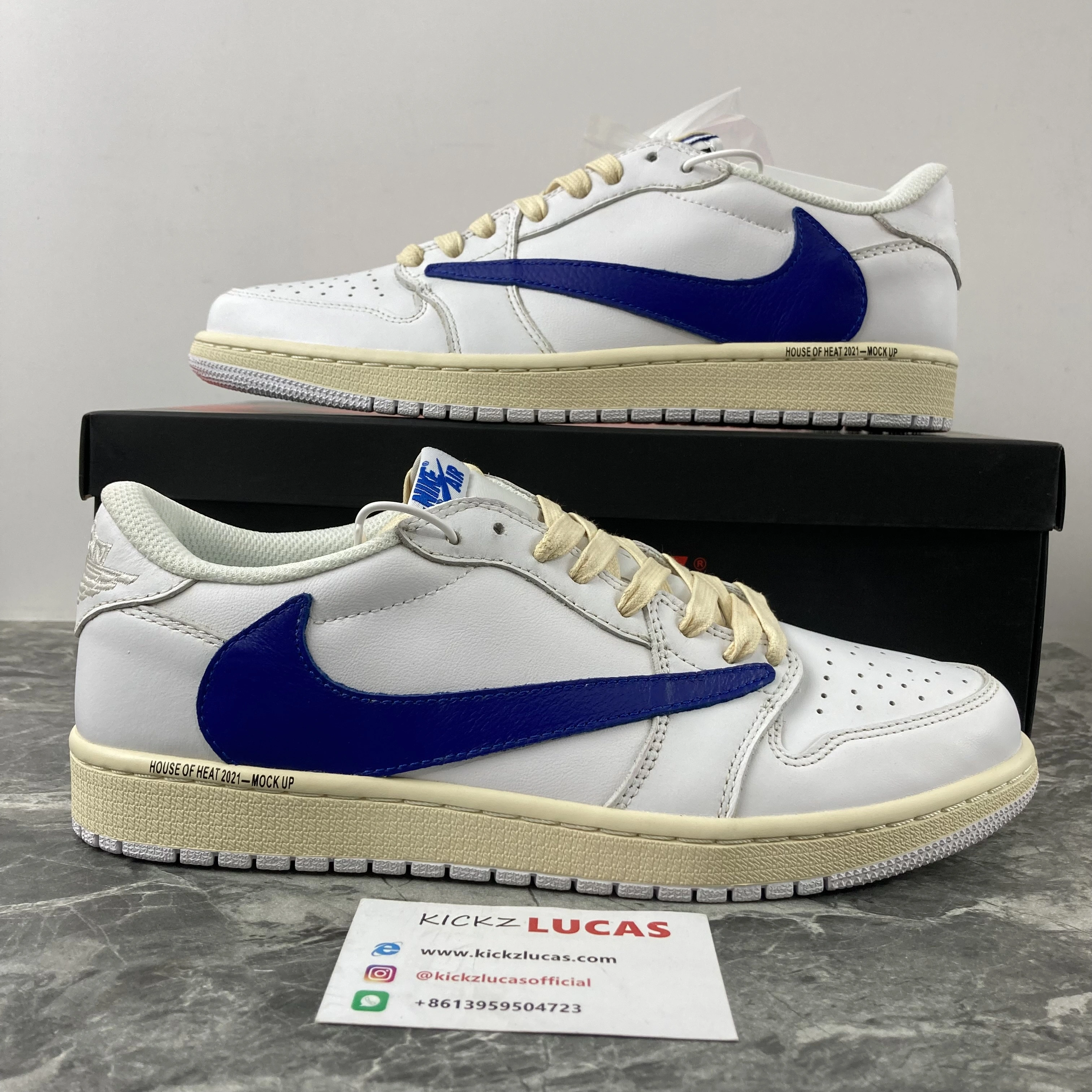 Unisex Air Jordan 1 Low Travis Scott White Blue 1625